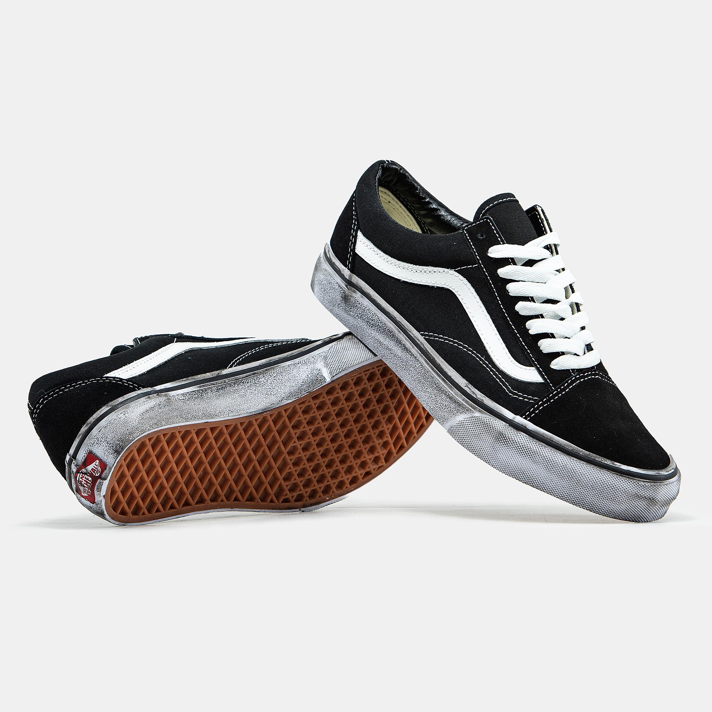 Vans Old Skool Black White Distressed Sole - изображение 6