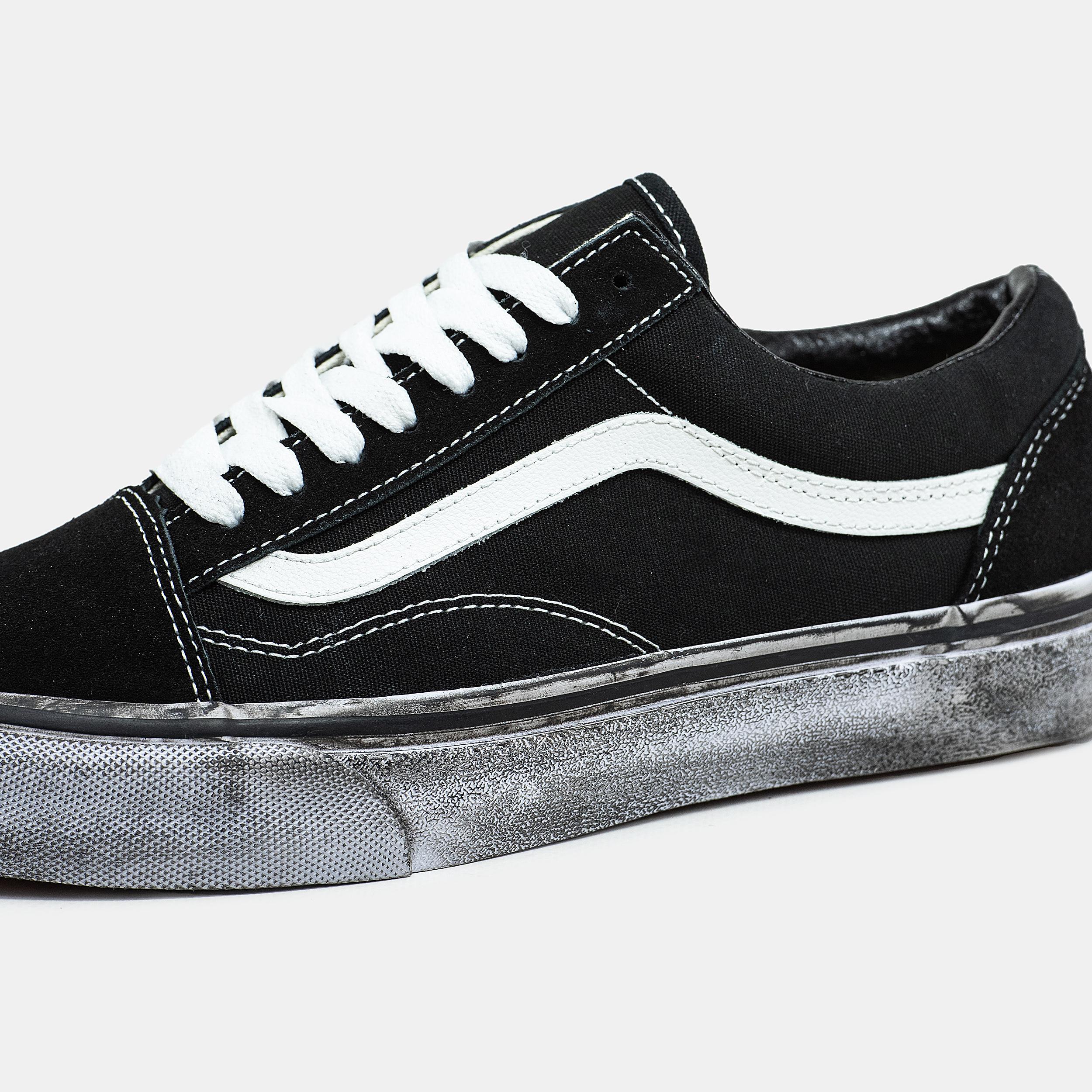 Vans Old Skool Black White Distressed Sole - изображение 7