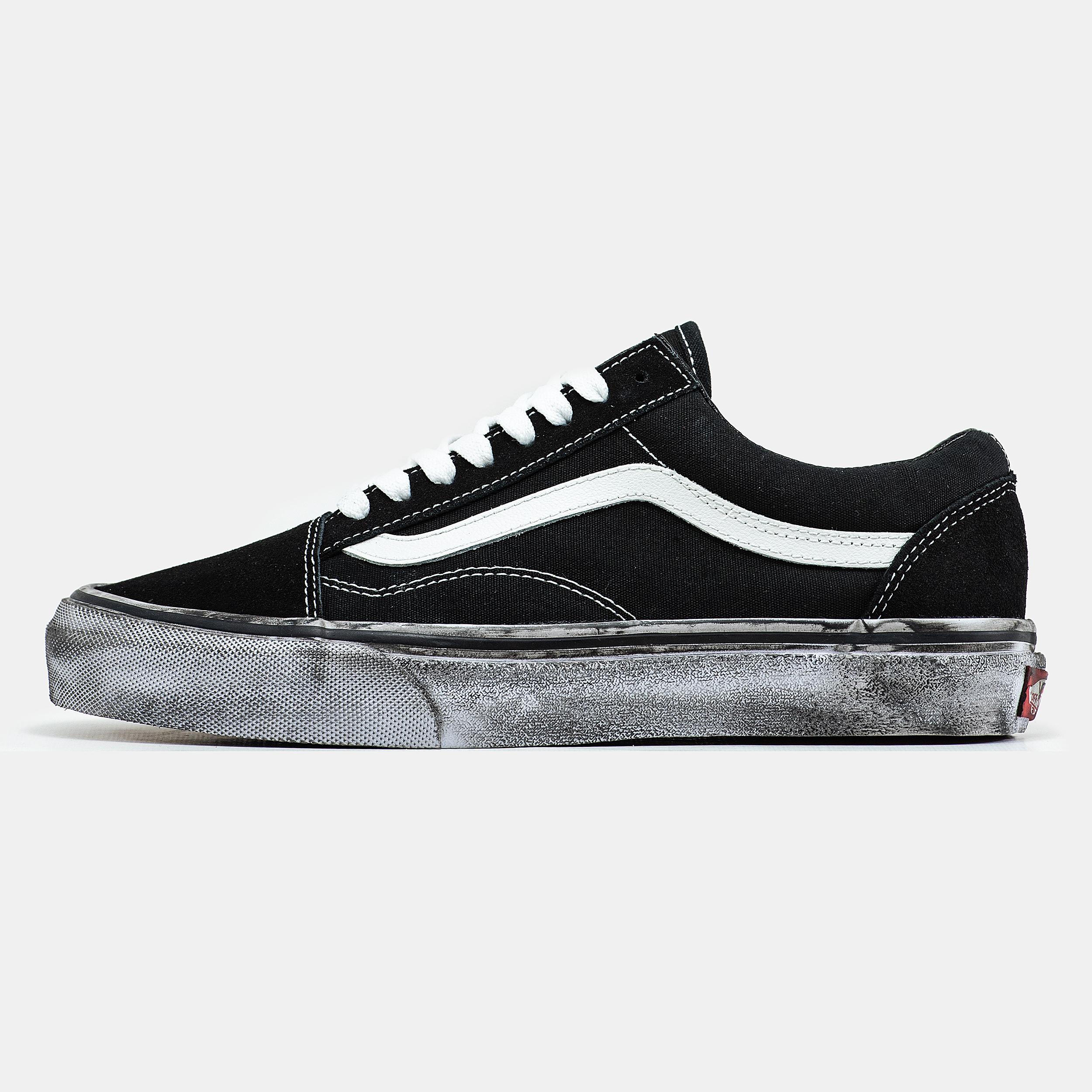 Vans Old Skool Black White Distressed Sole