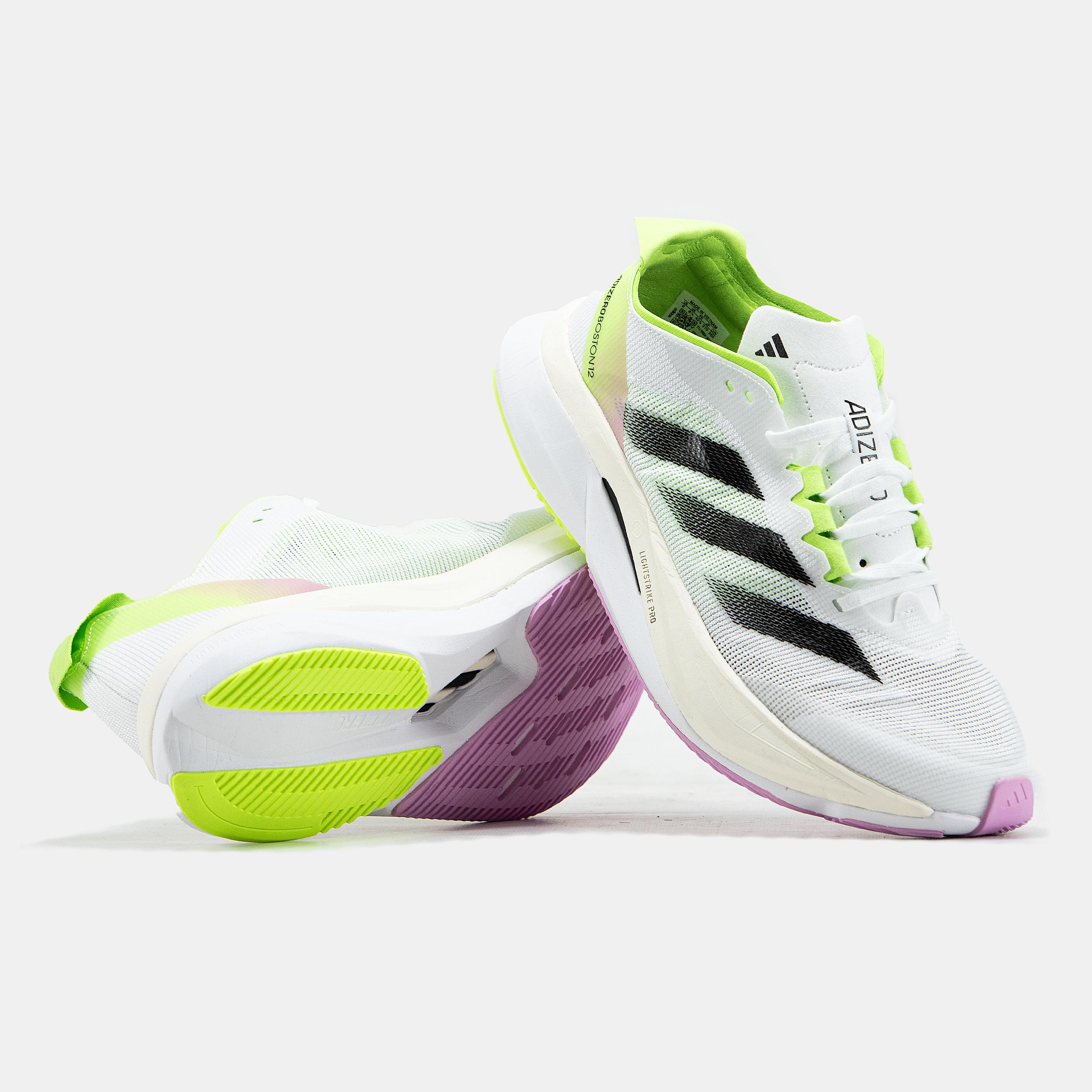 adidas Adizero Boston 12 White Black Lime Pink - изображение 2