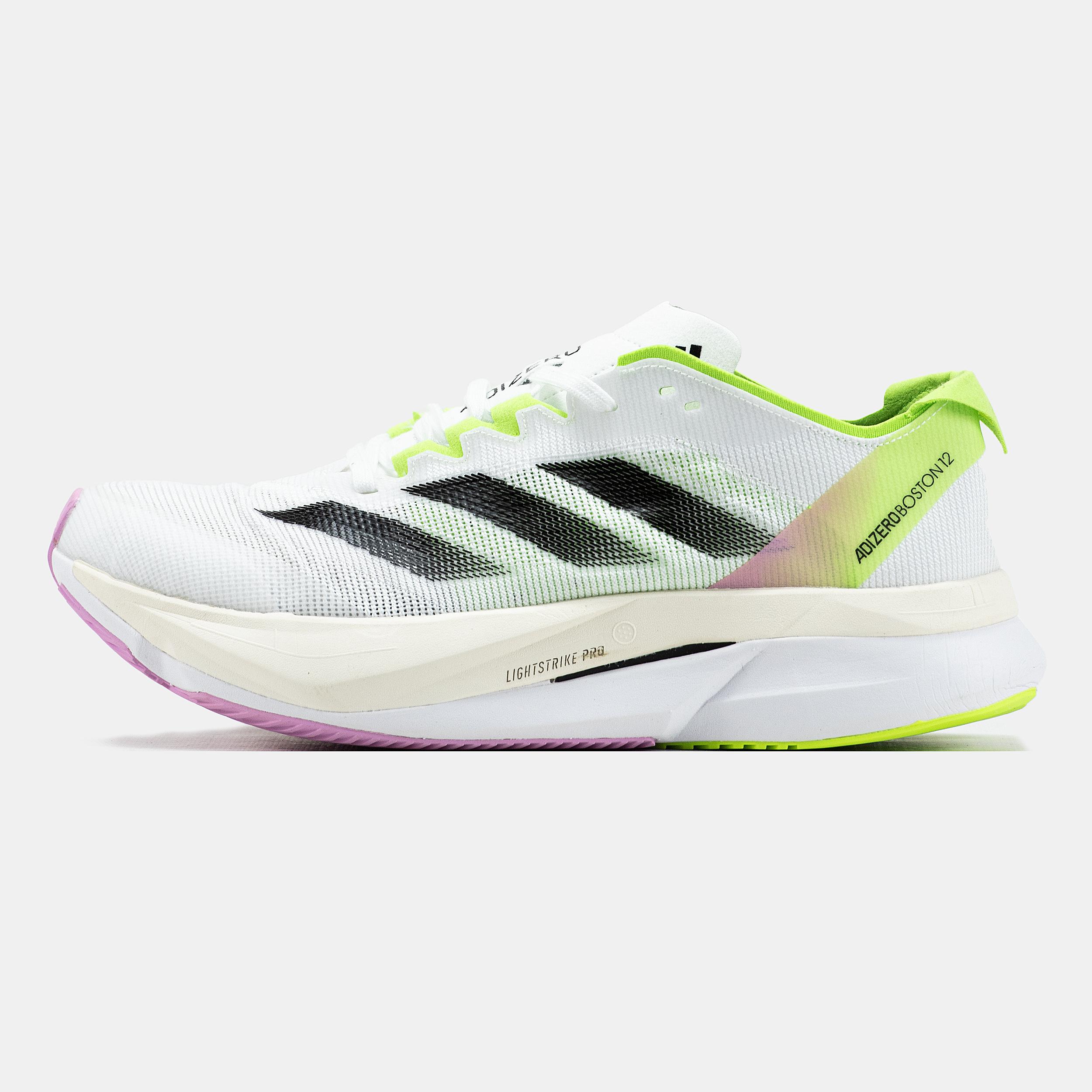 adidas Adizero Boston 12 White Black Lime Pink