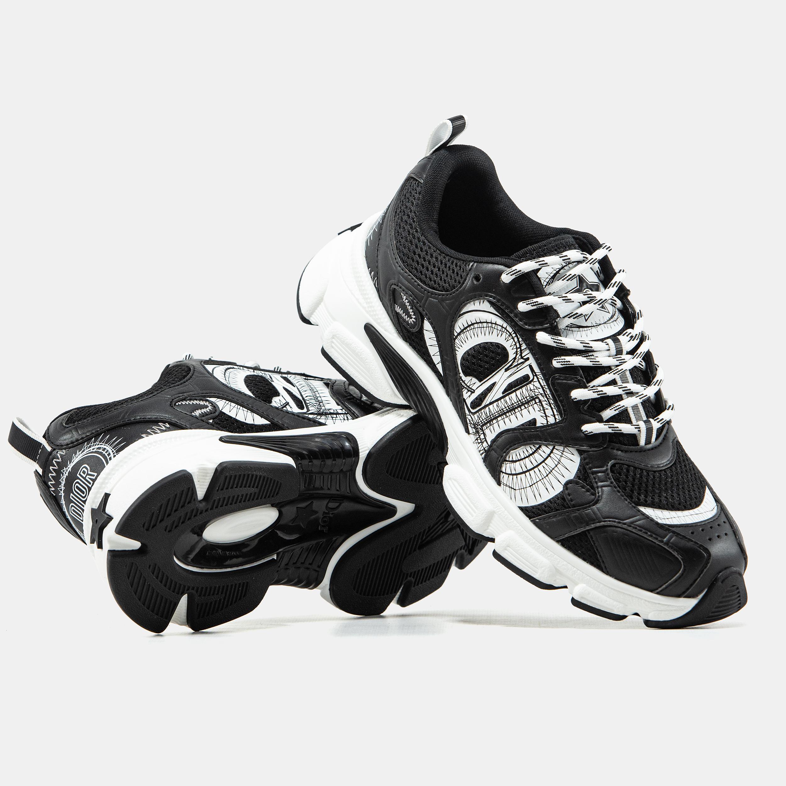 Dior Chrono Sneaker Black White Sketch Logo - изображение 7