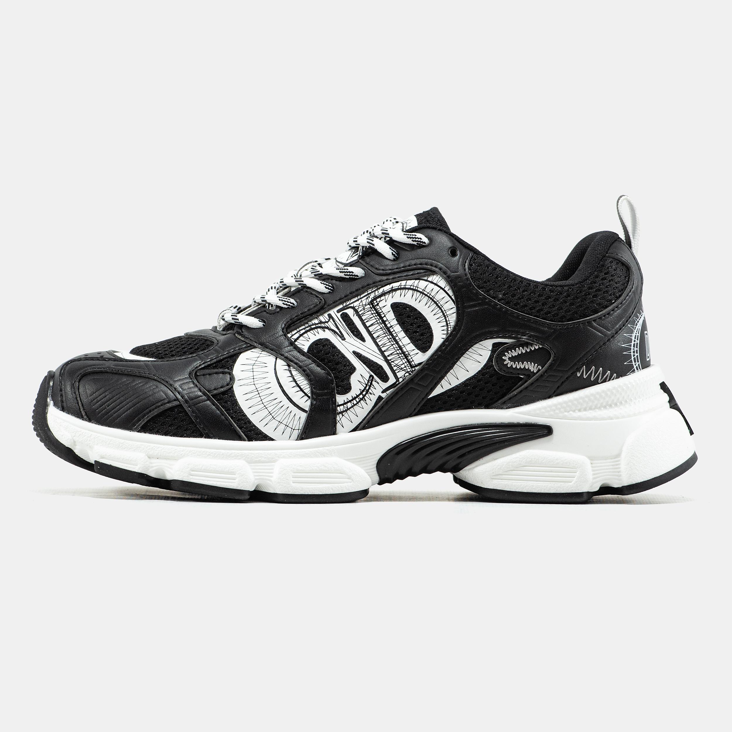 Dior Chrono Sneaker Black White Sketch Logo