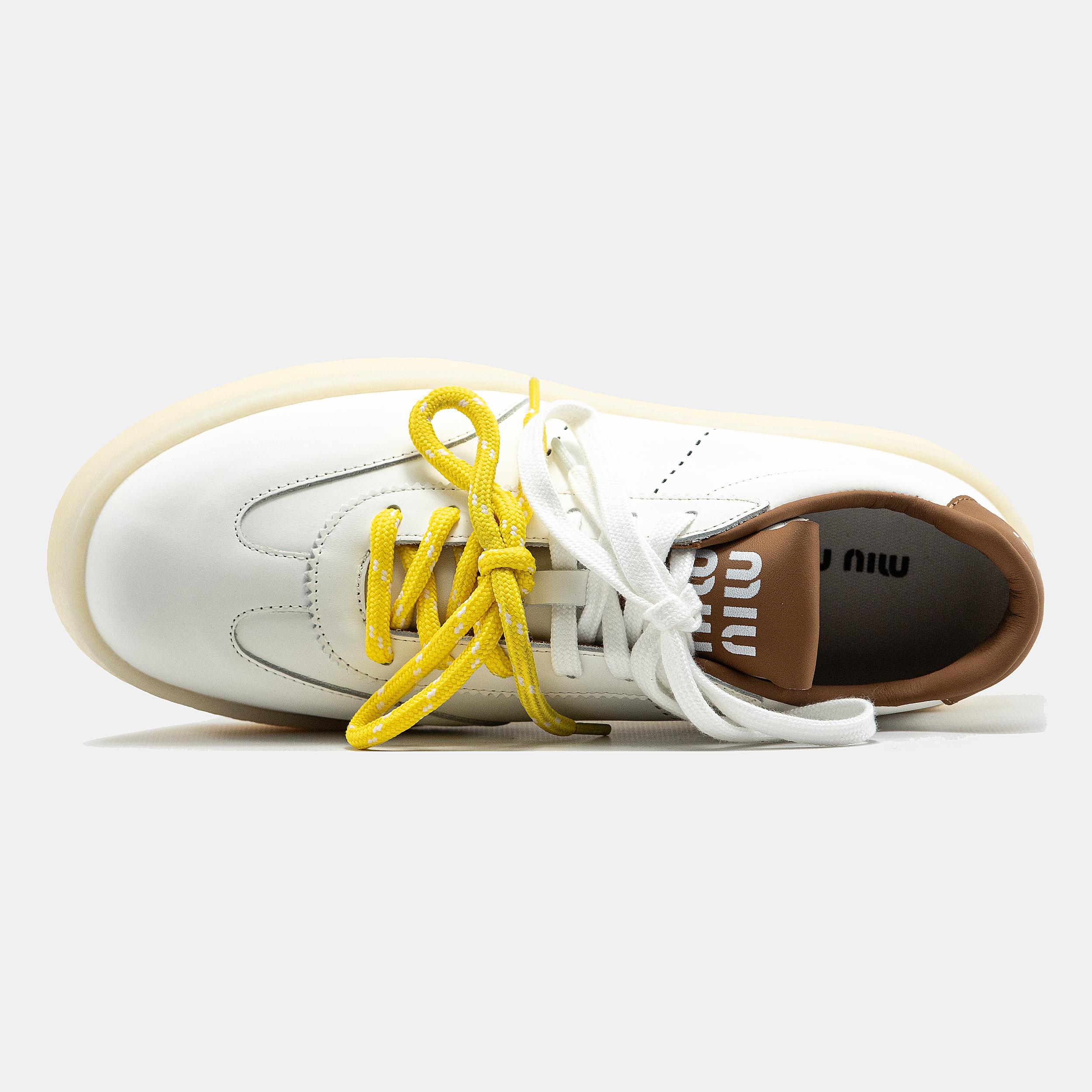 Miu Miu Platform Sneakers White Brown Yellow - изображение 9