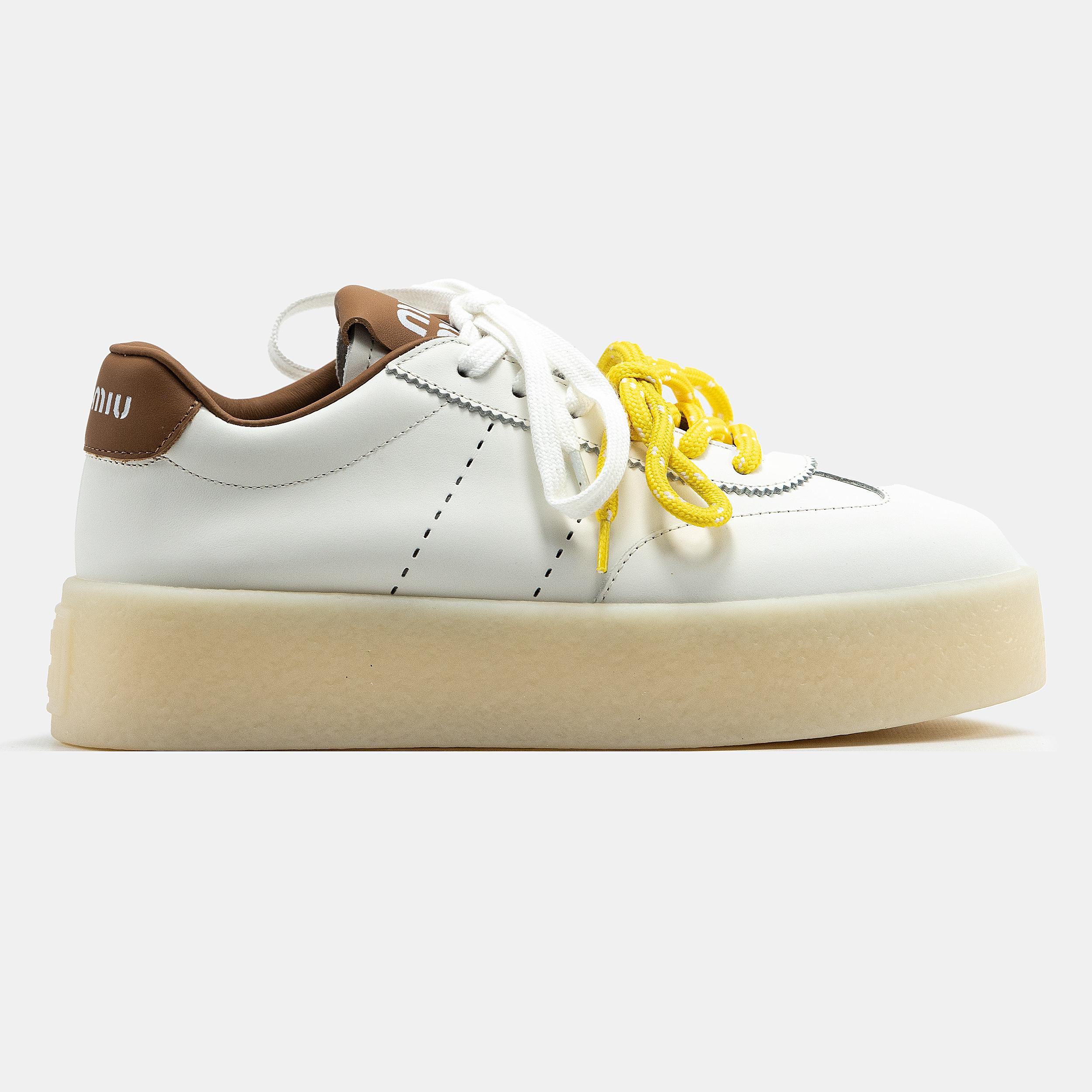 Miu Miu Platform Sneakers White Brown Yellow - изображение 4