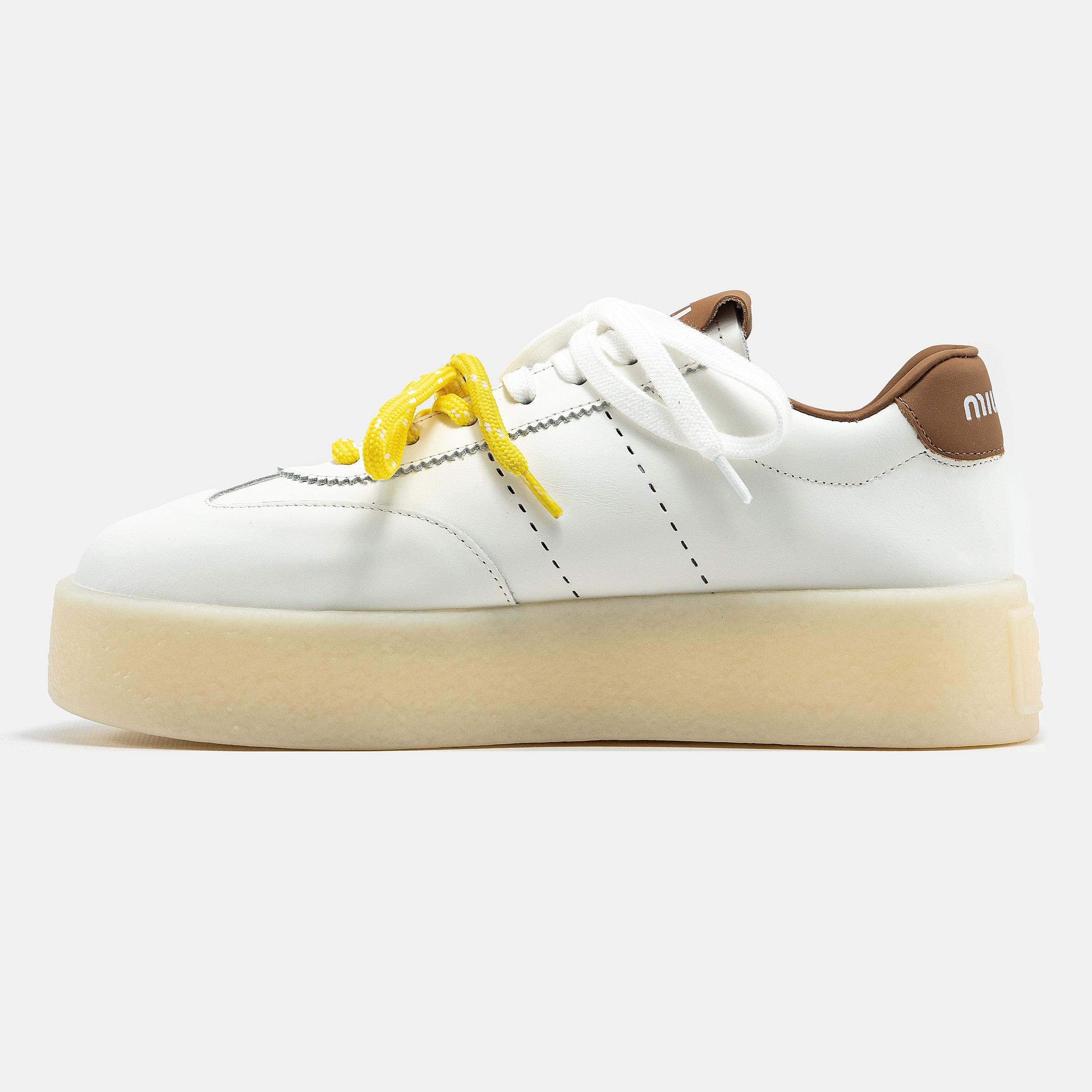 Miu Miu Platform Sneakers White Brown Yellow - изображение 7