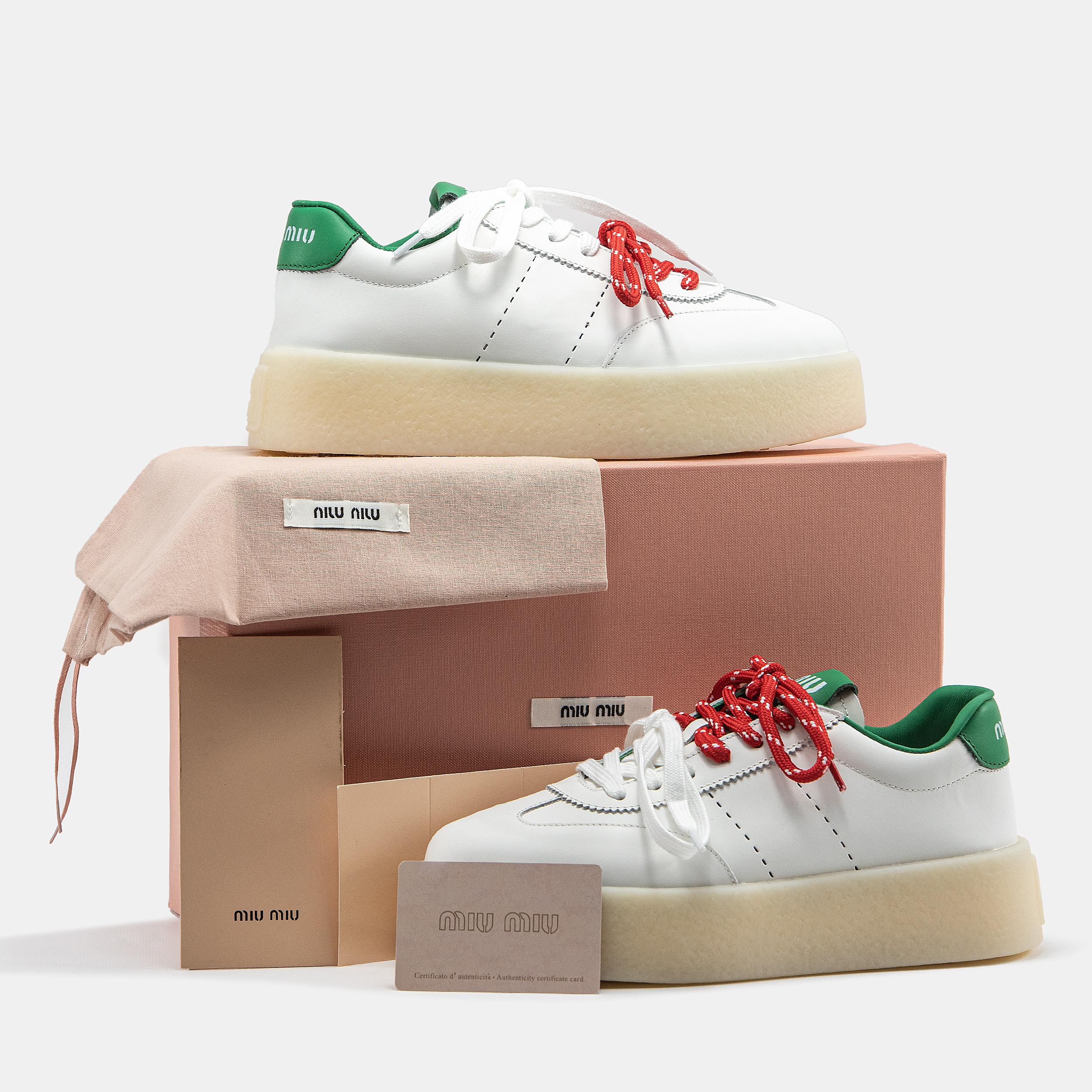 Miu Miu Platform Sneakers White Green Red - изображение 6