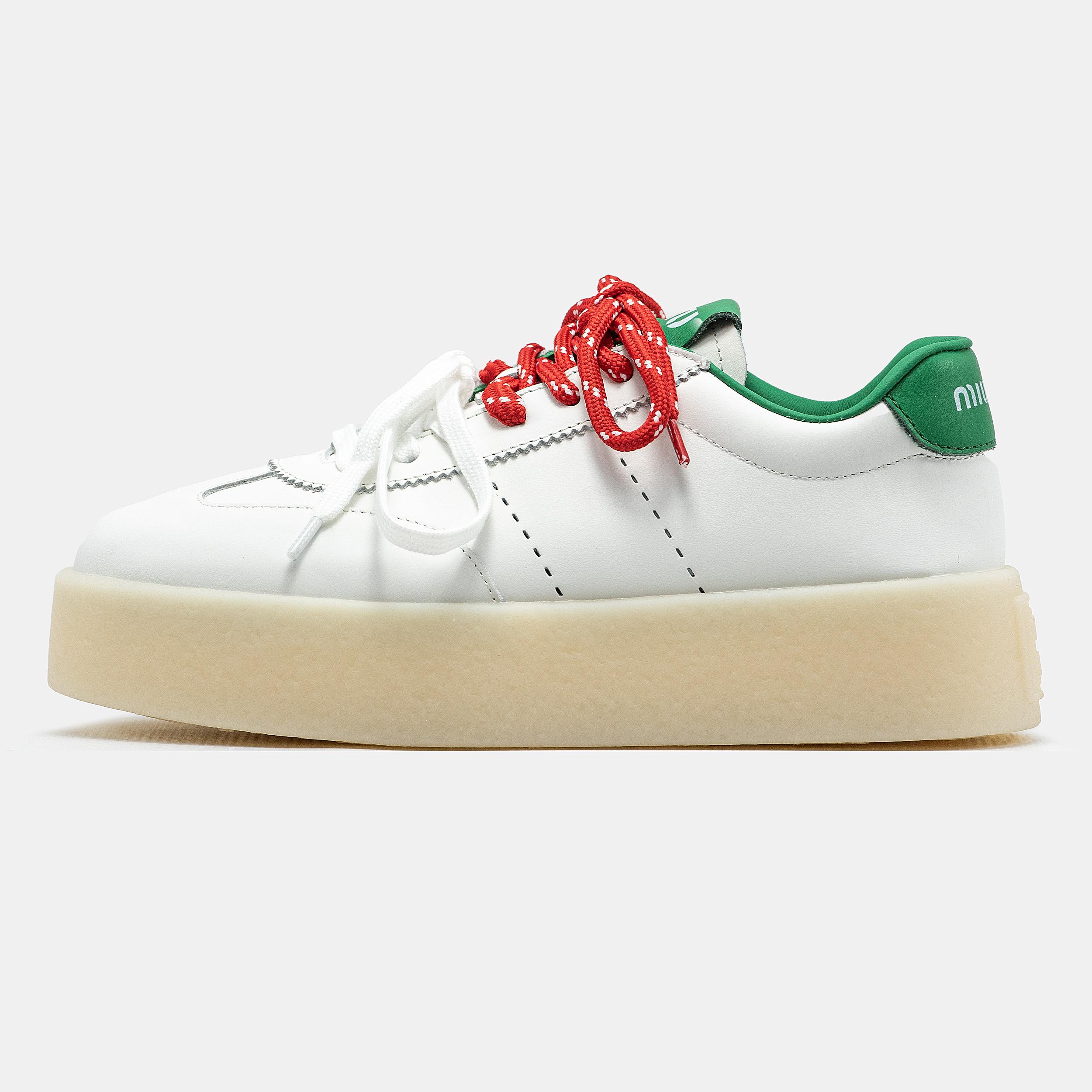 Miu Miu Platform Sneakers White Green Red