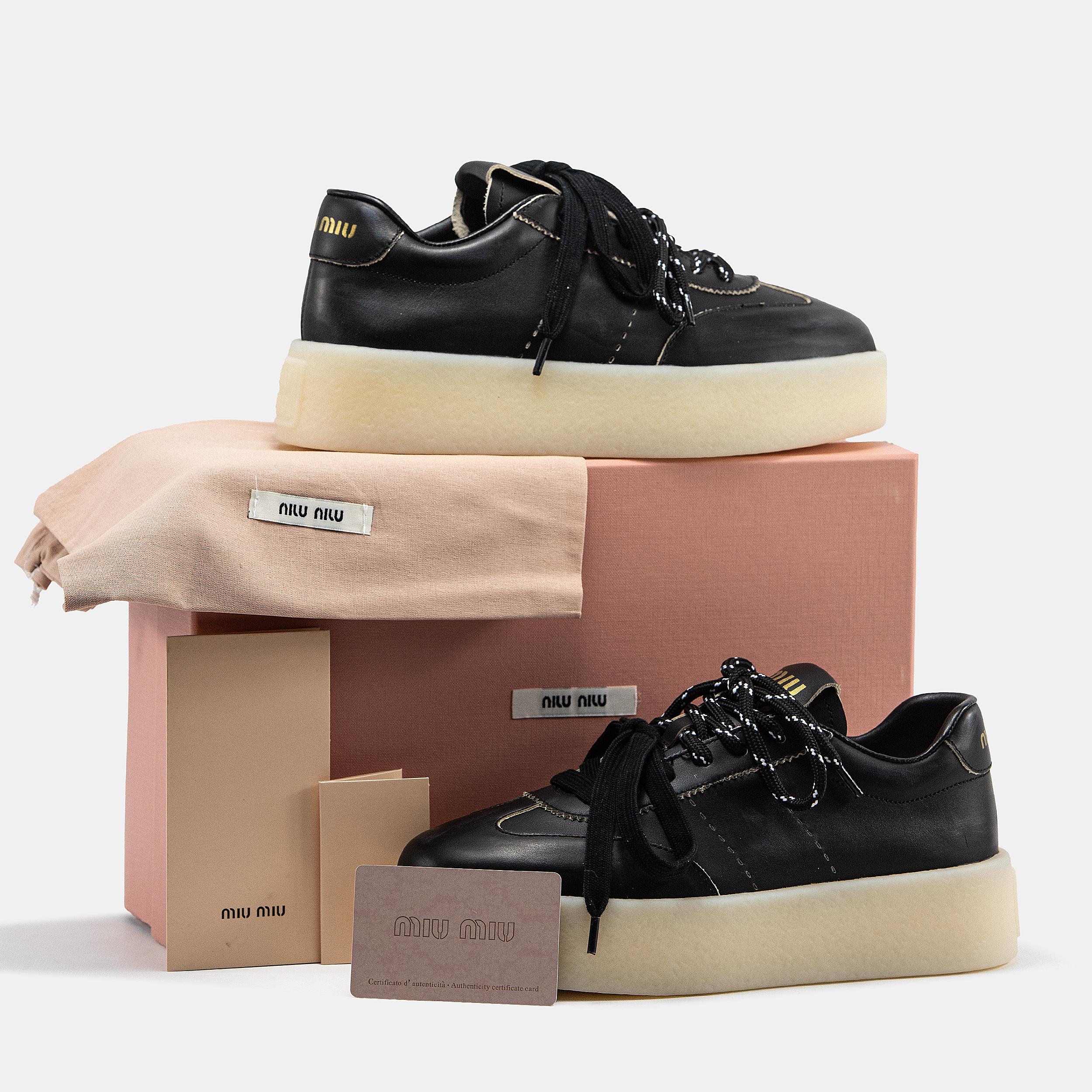 Miu Miu Platform Sneakers Black White - изображение 8