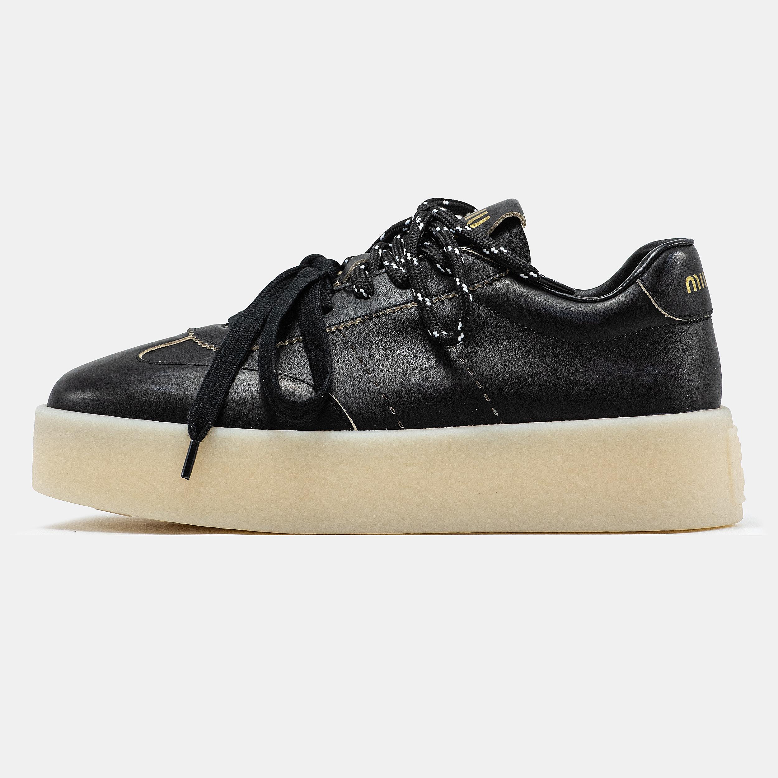 Miu Miu Platform Sneakers Black White