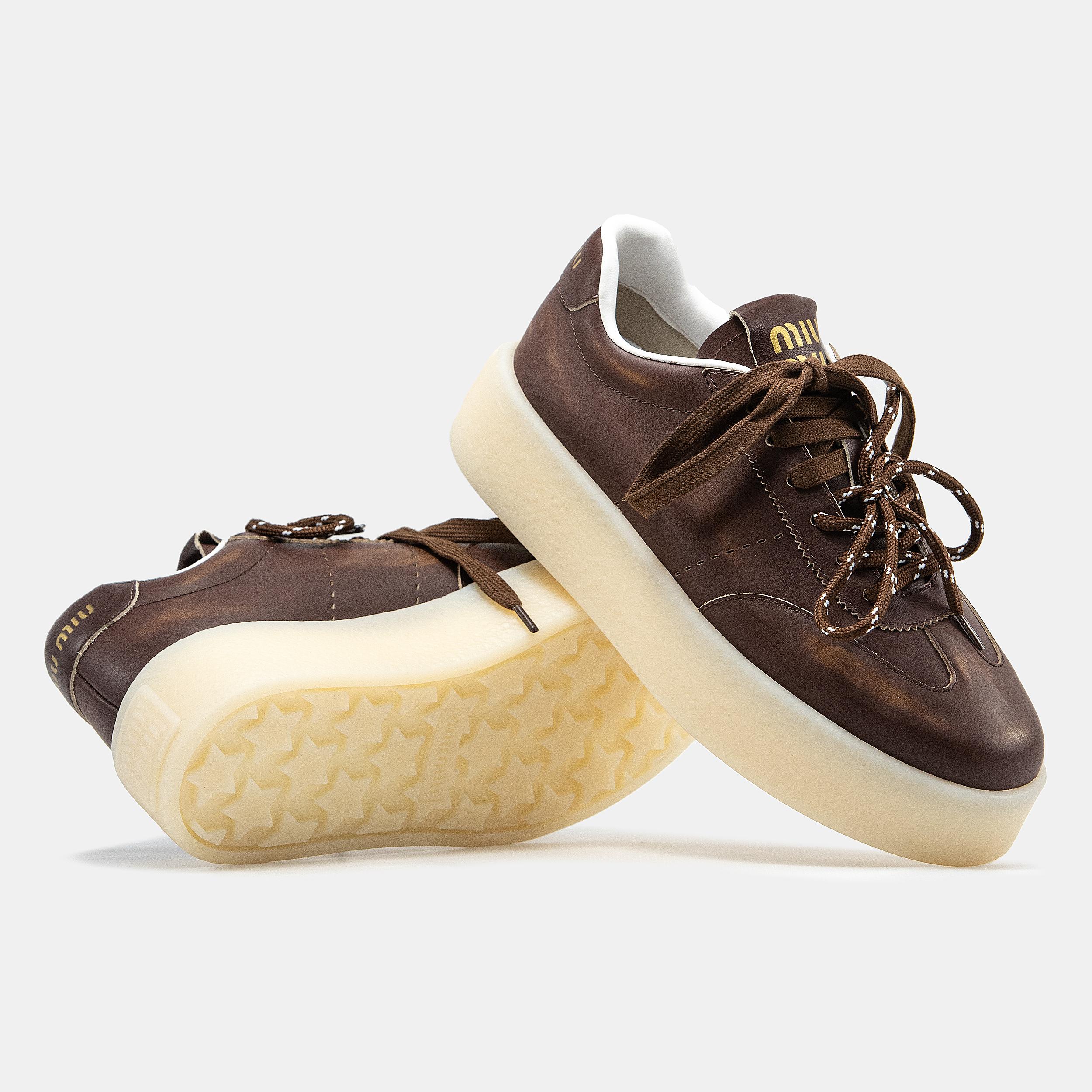Miu Miu Platform Sneakers Brown White - изображение 9