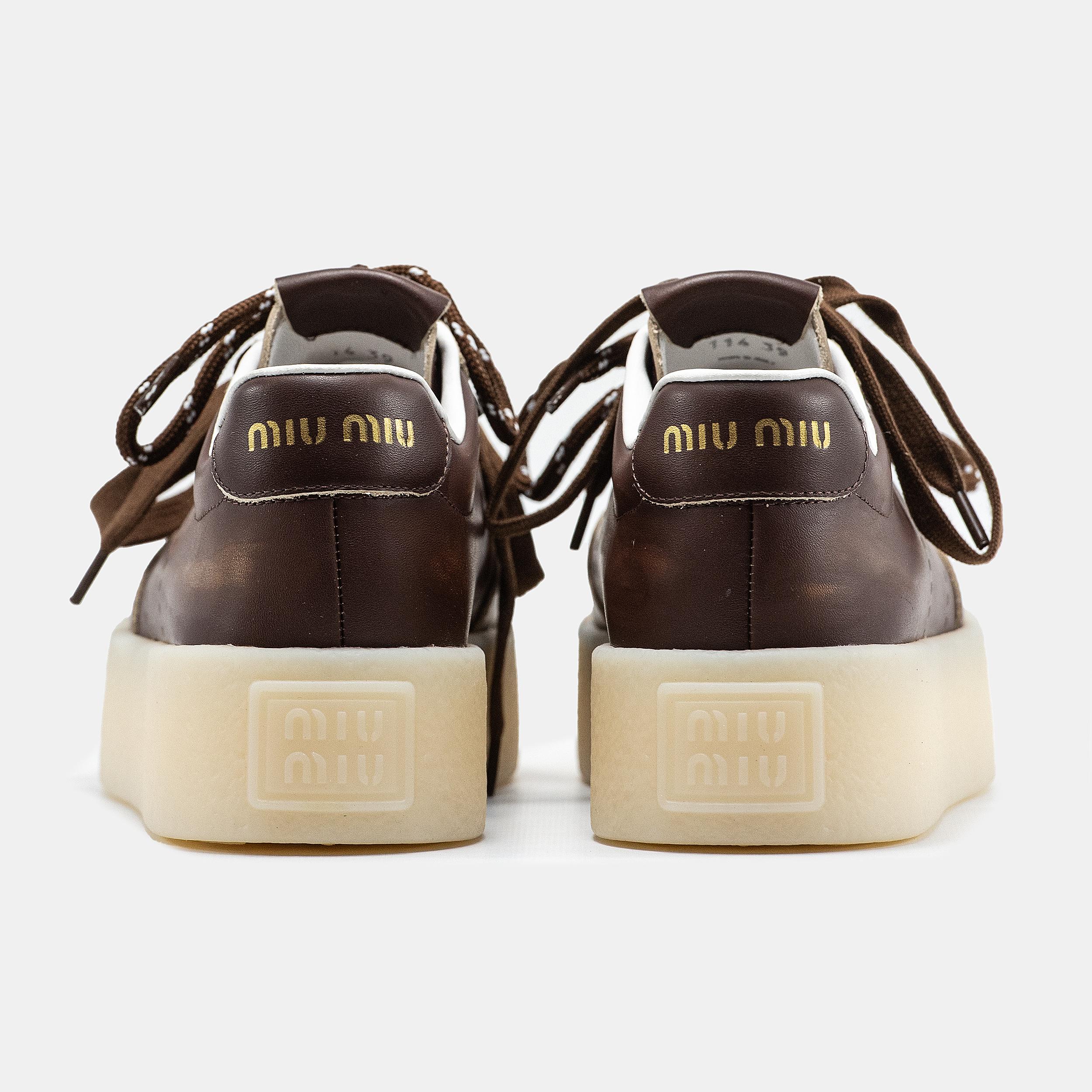 Miu Miu Platform Sneakers Brown White - изображение 5