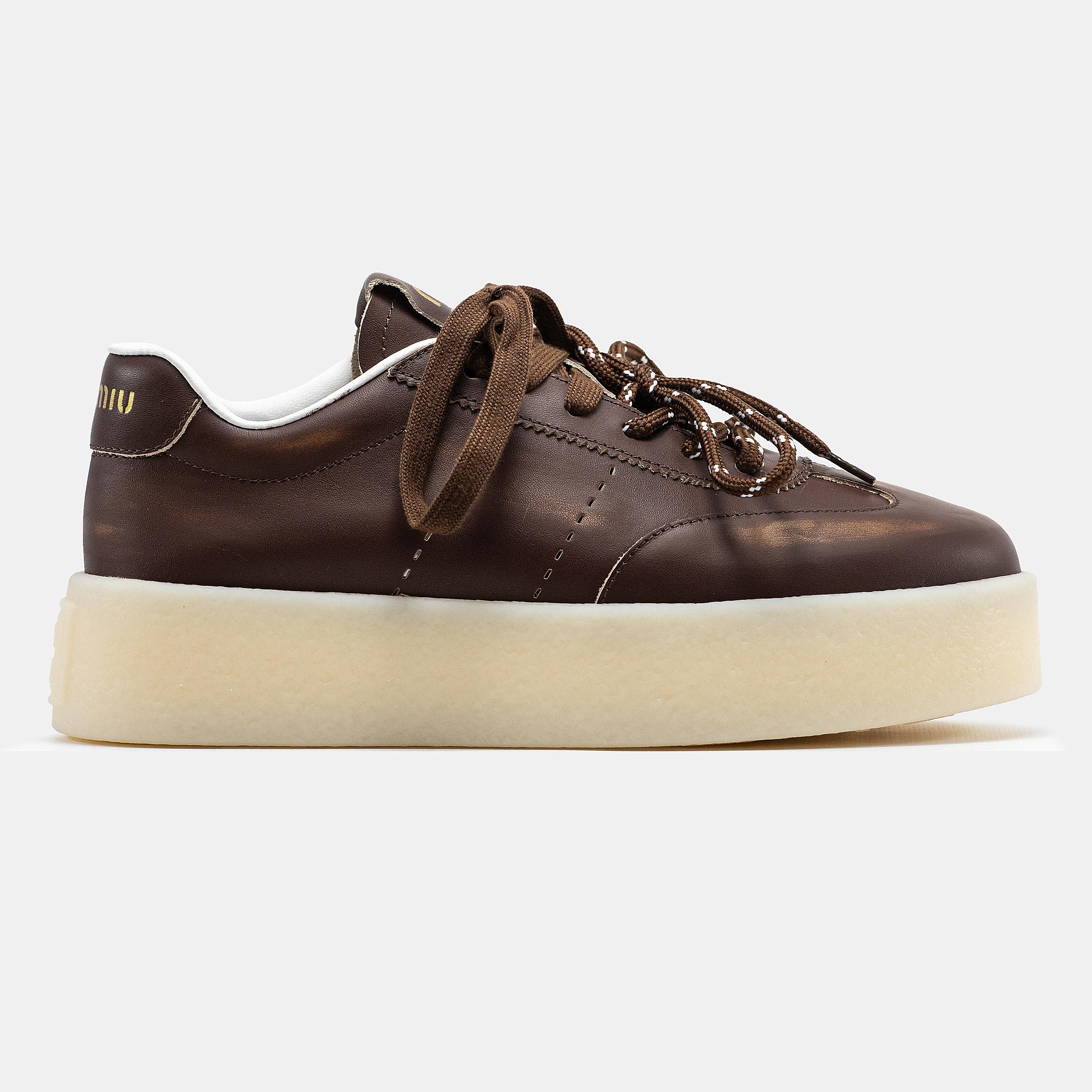 Miu Miu Platform Sneakers Brown White - изображение 6