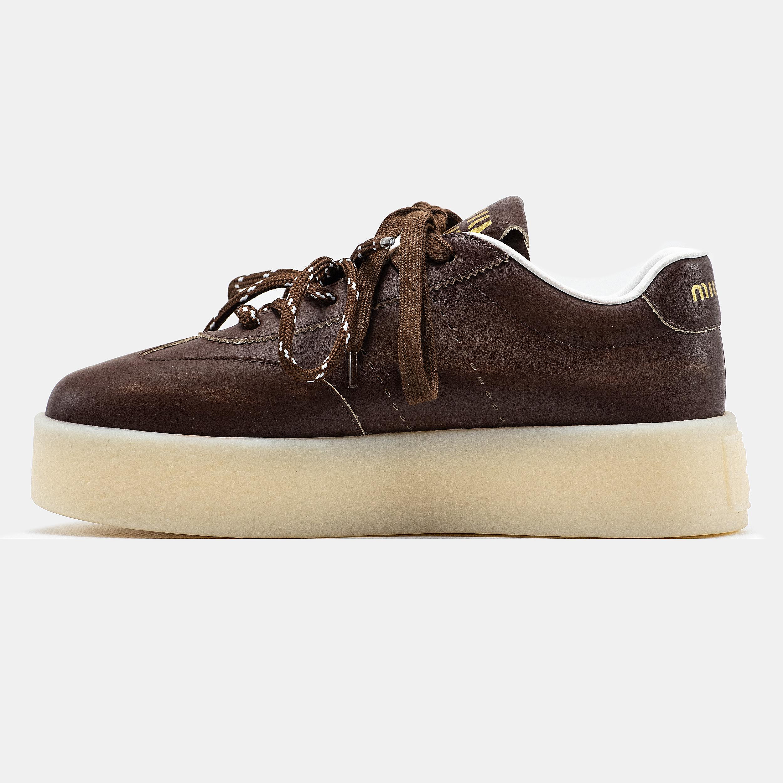 Miu Miu Platform Sneakers Brown White - изображение 7