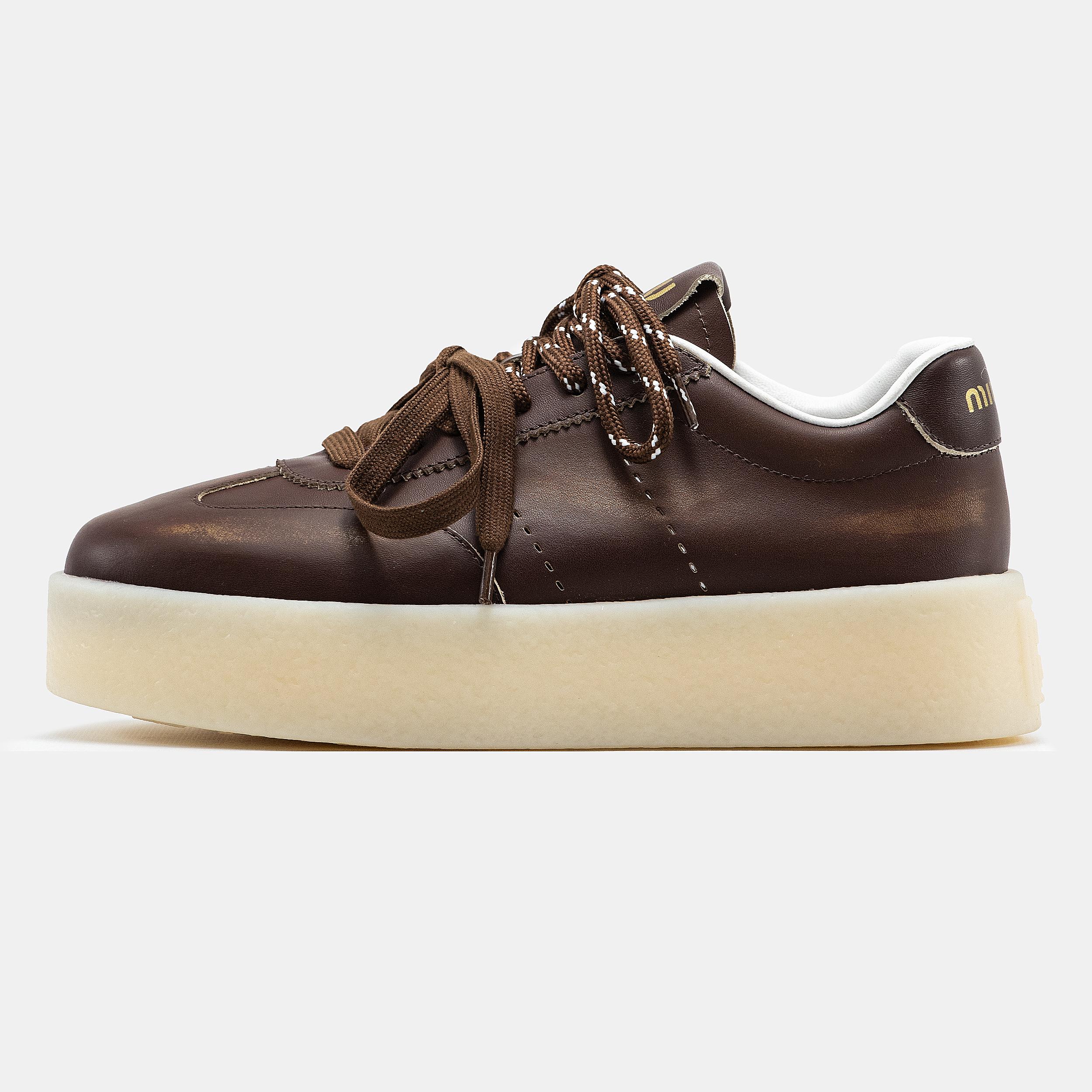 Miu Miu Platform Sneakers Brown White