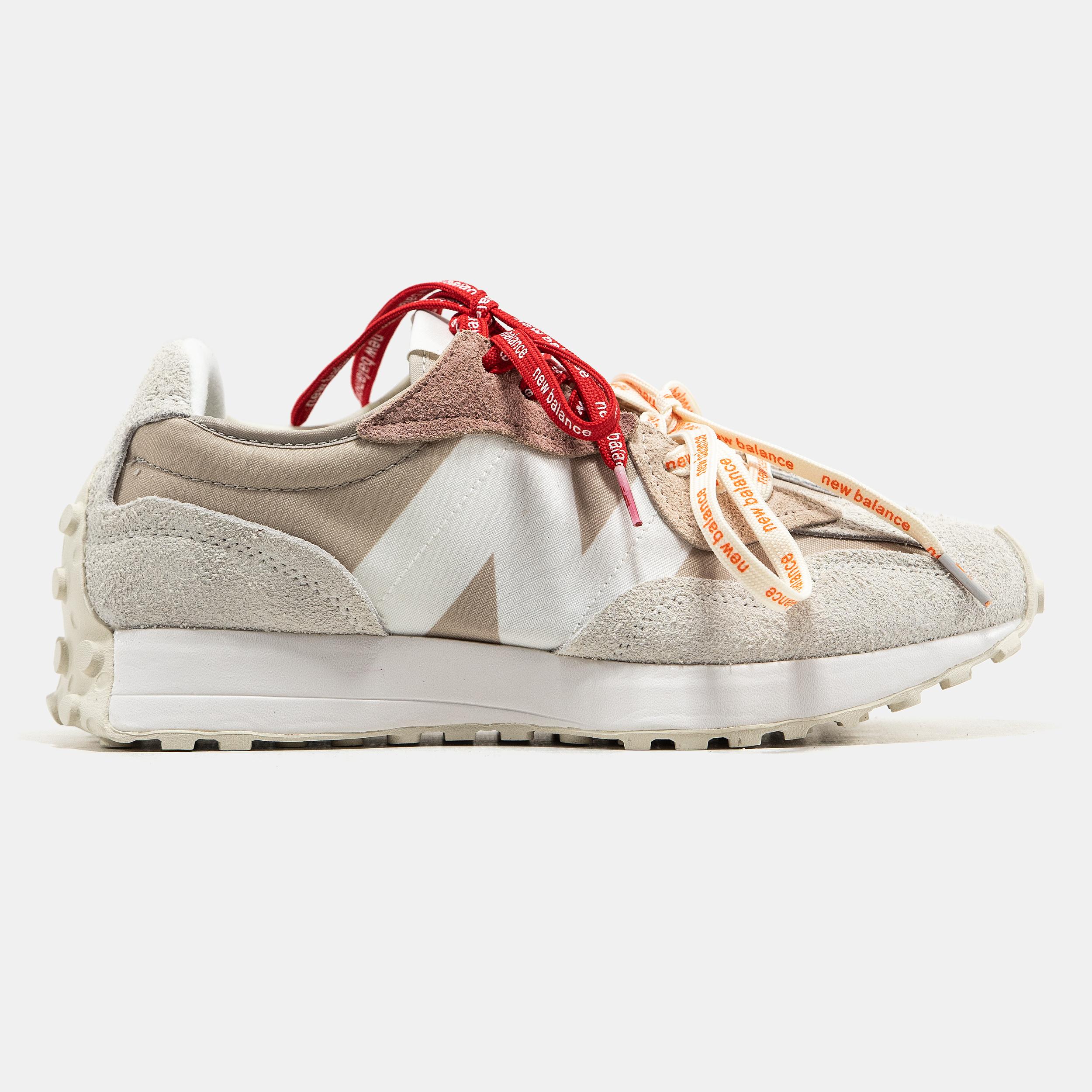New Balance 327 Grey Beige Red/Orange Laces - изображение 4