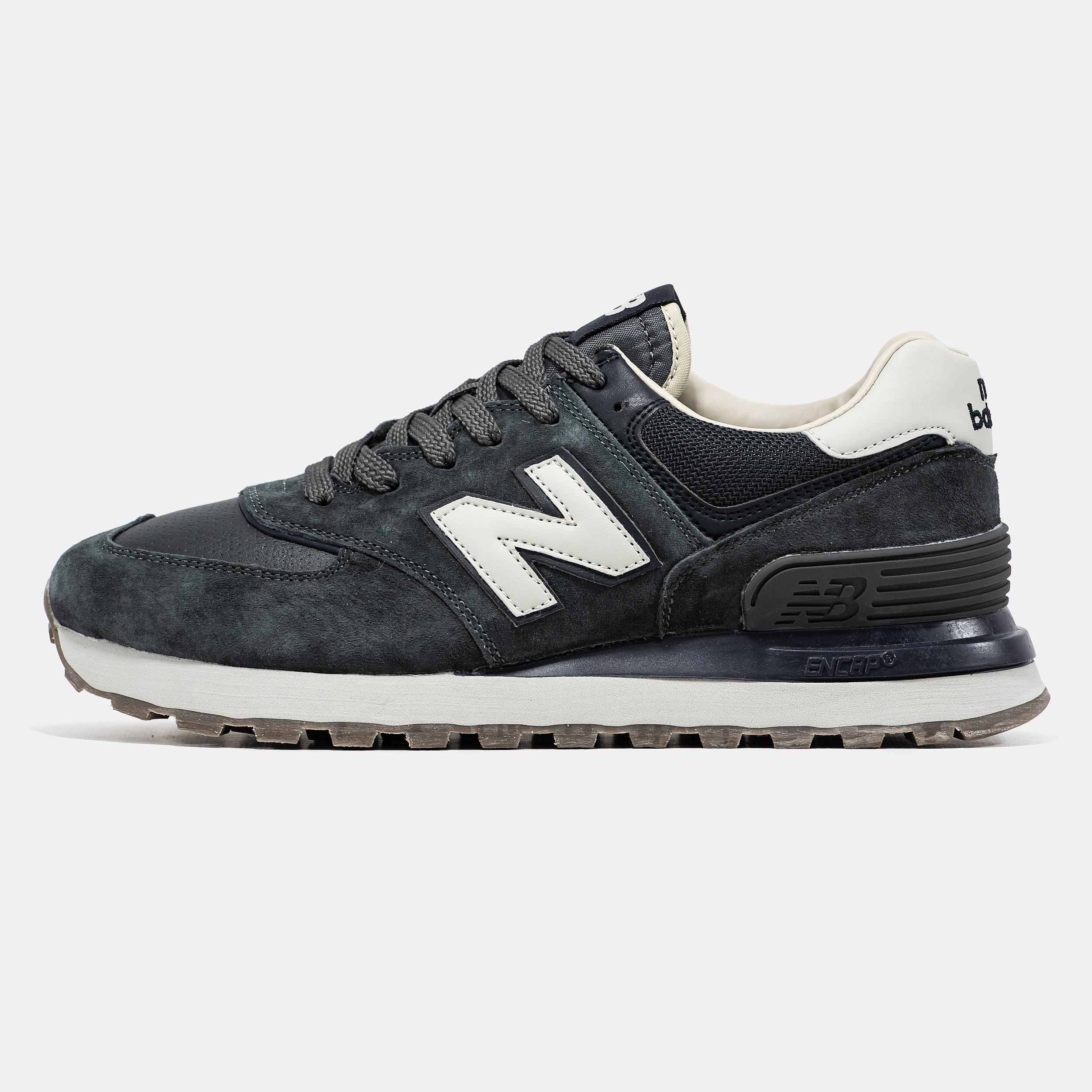 New Balance 574 Charcoal Cream Black