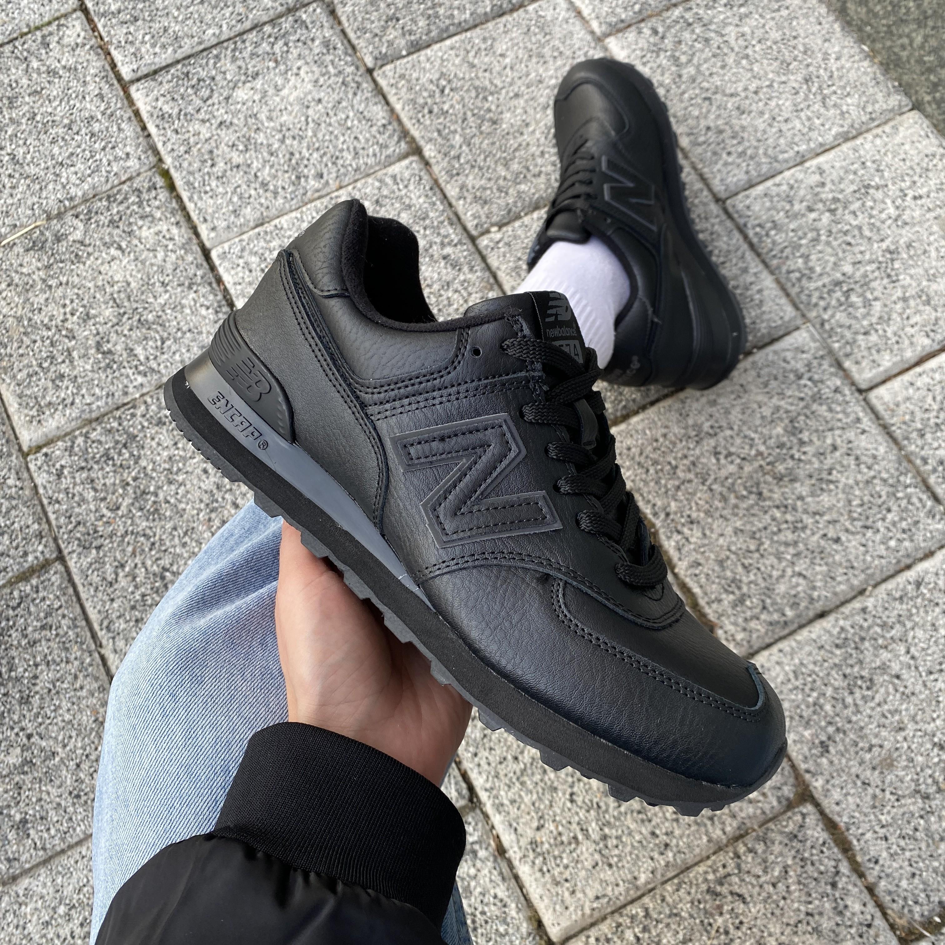 New Balance 574 Triple Black Leather