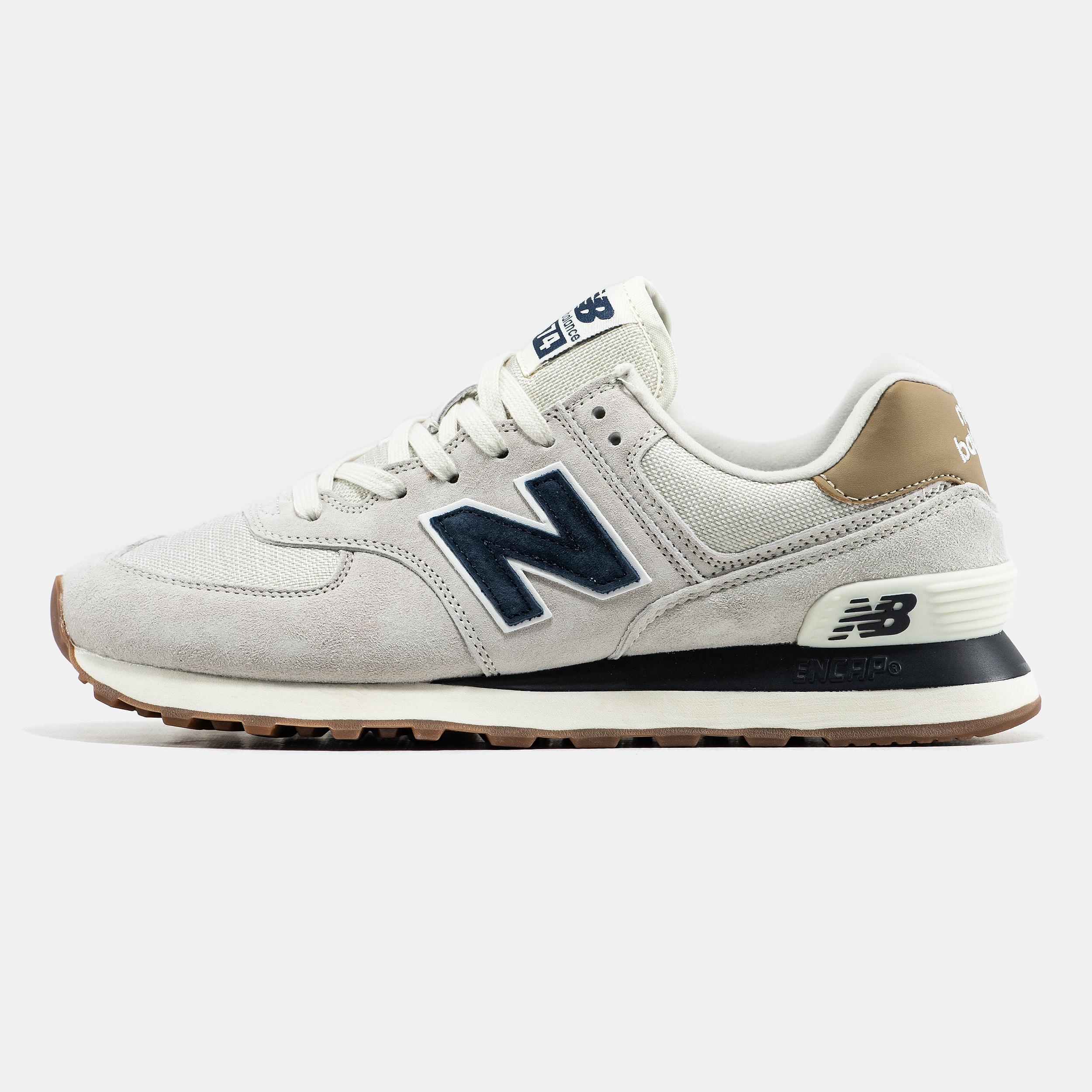 New Balance 574 Beige Navy Brown