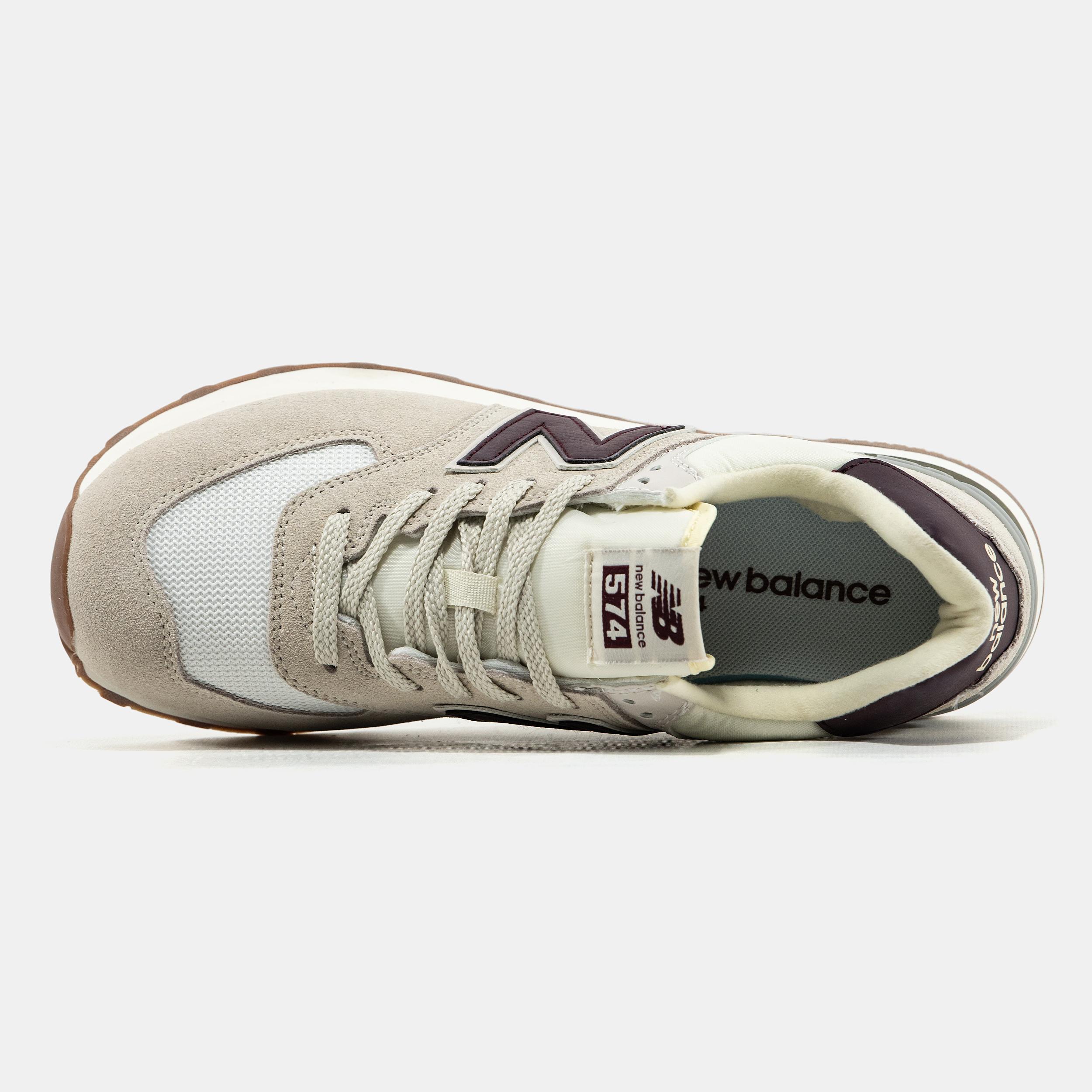 New Balance 574 Beige White Burgundy - изображение 3