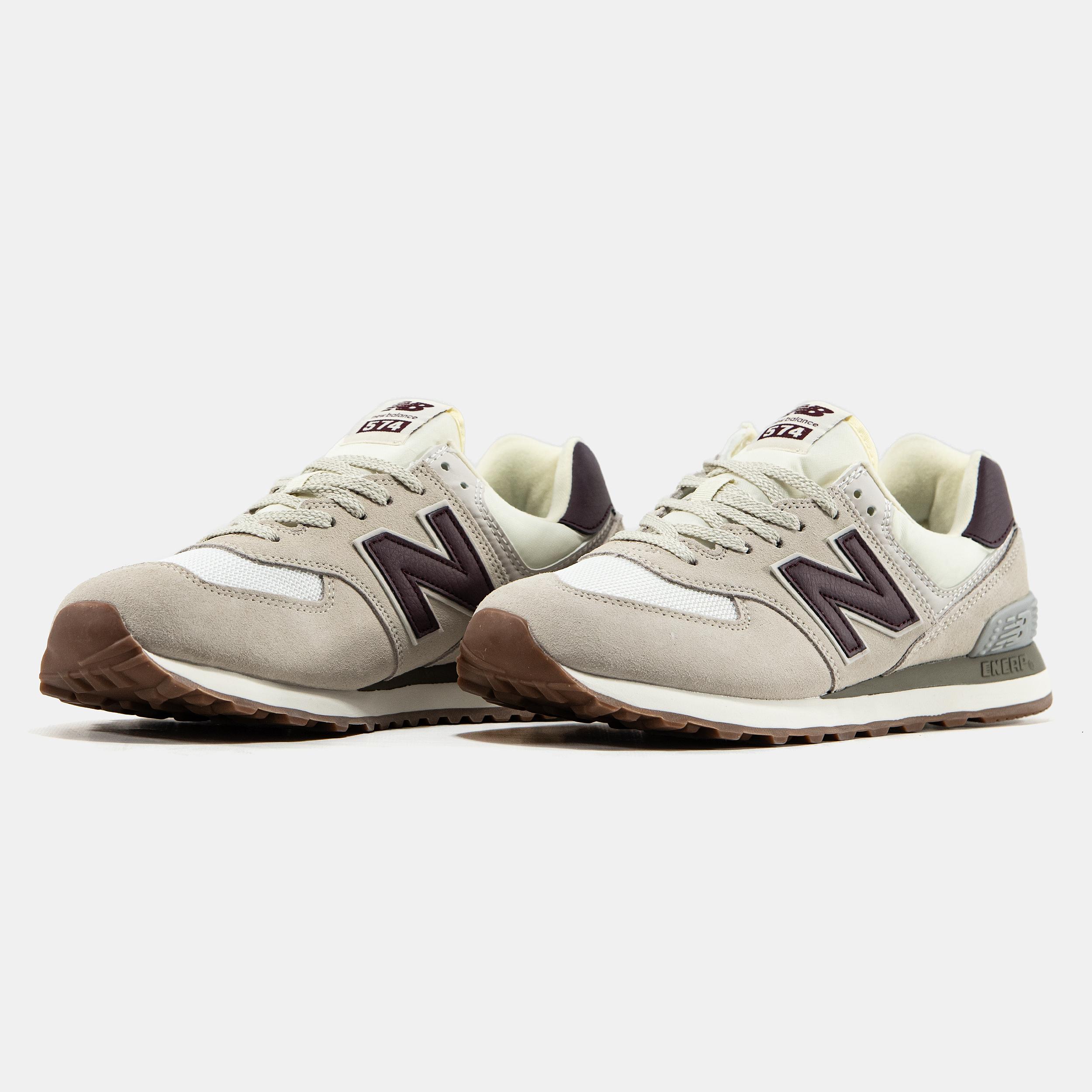 New Balance 574 Beige White Burgundy - изображение 6