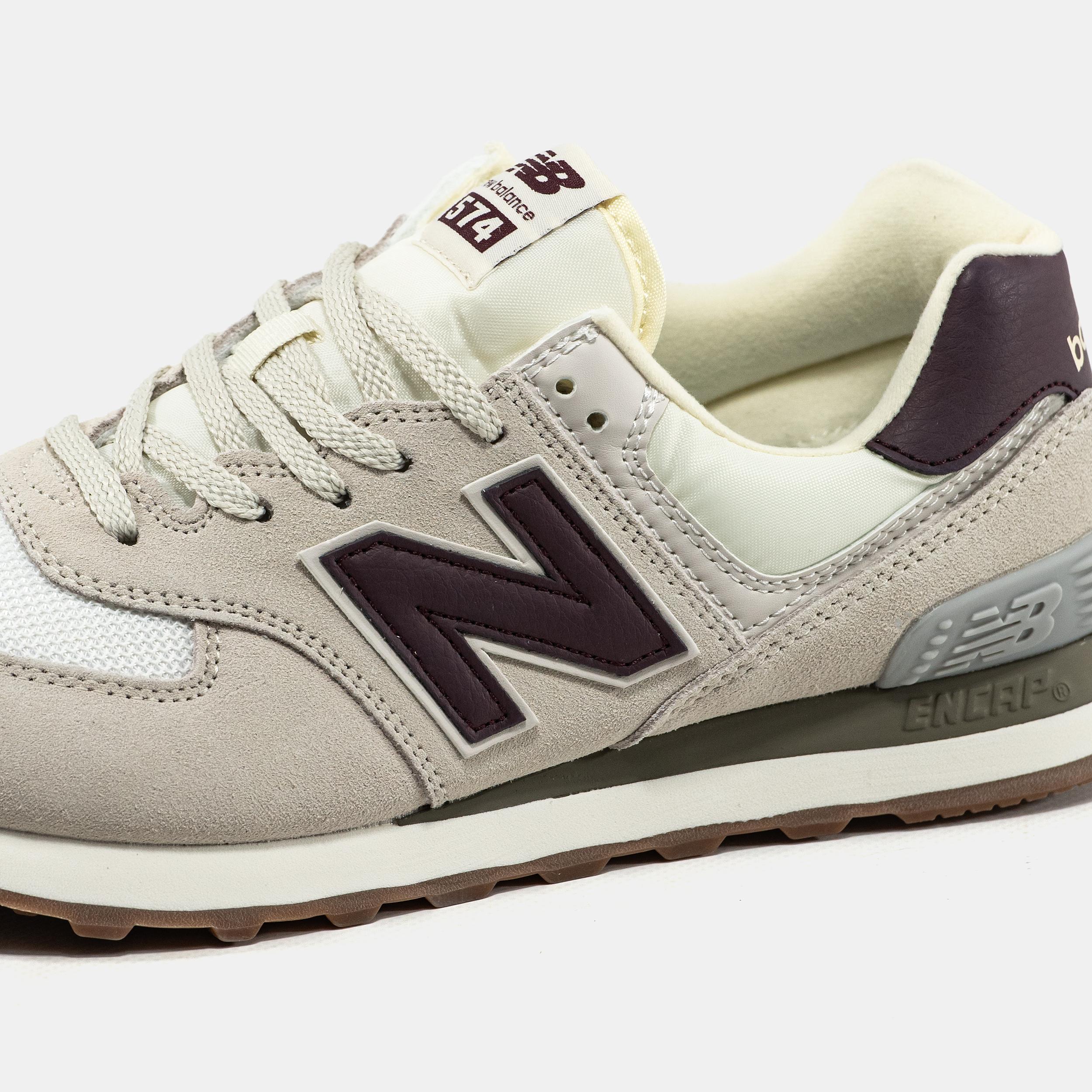 New Balance 574 Beige White Burgundy - изображение 8