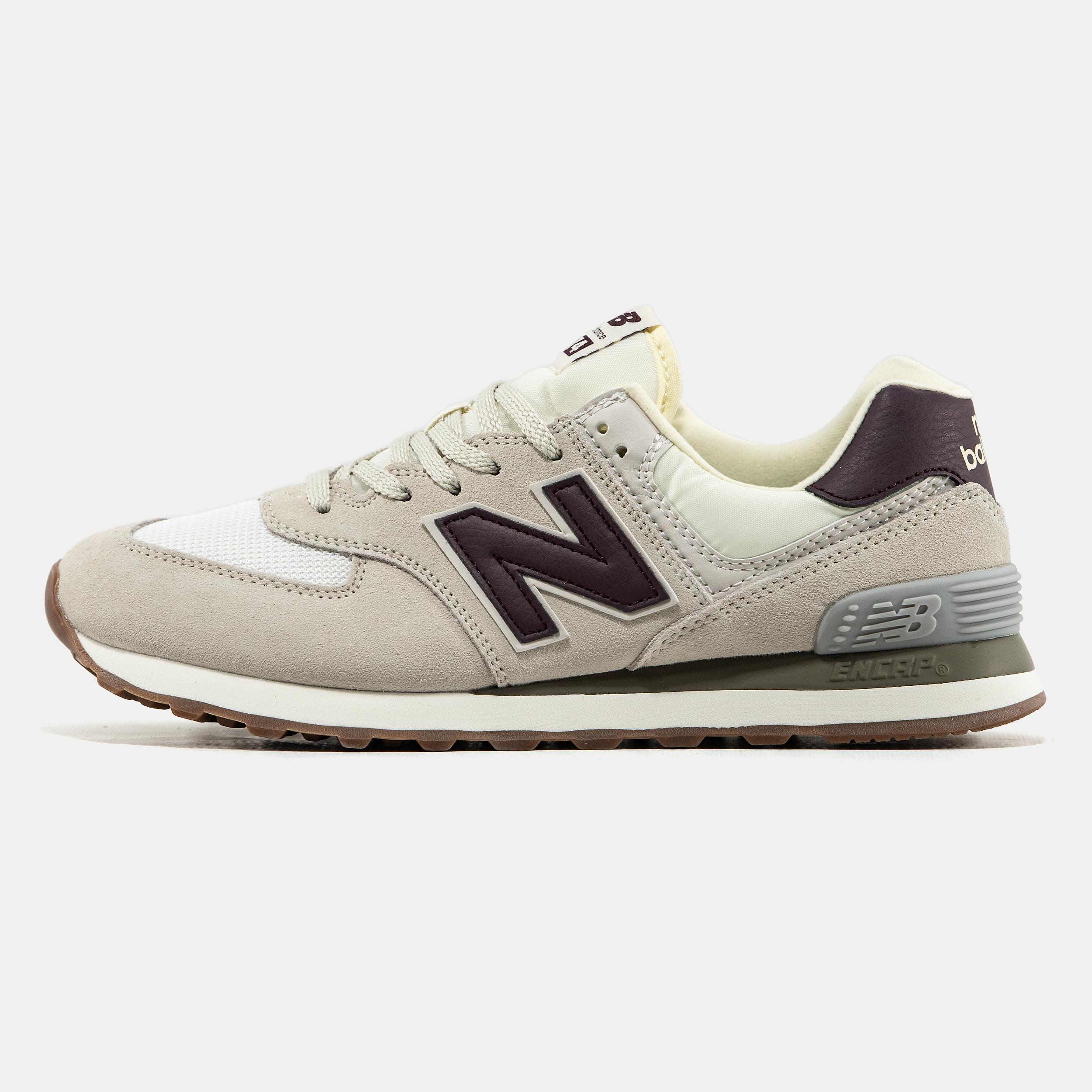 New Balance 574 Beige White Burgundy