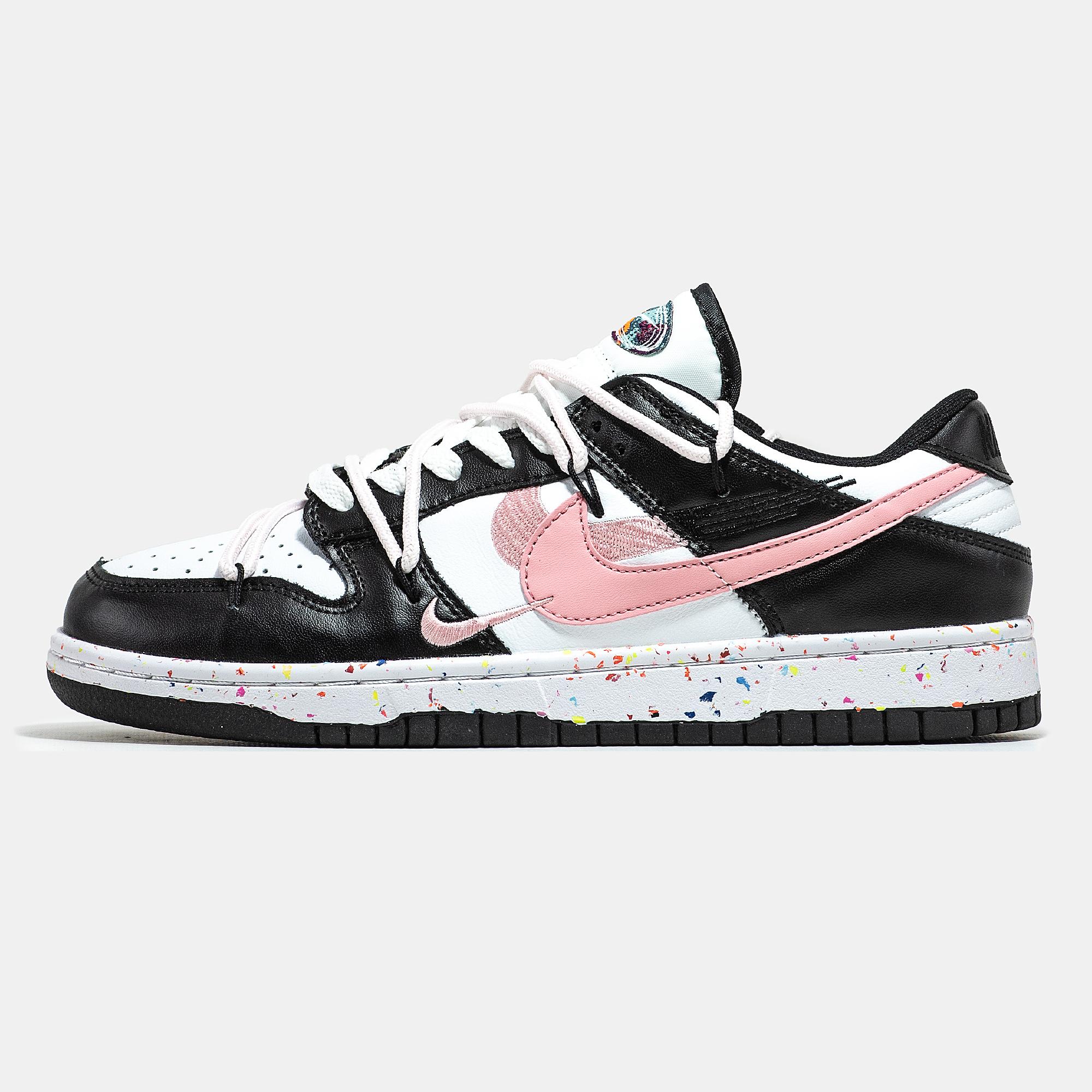 Nike Dunk Low “Brushstroke Swoosh” Pink Black