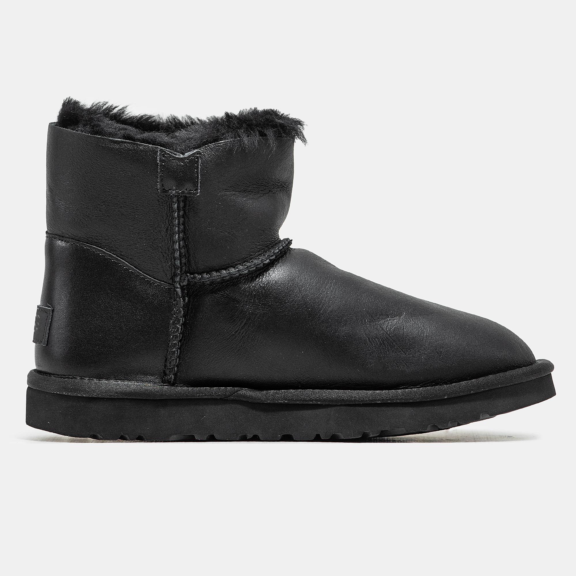 UGG Classic Mini Bailey Button Leather Black - изображение 2