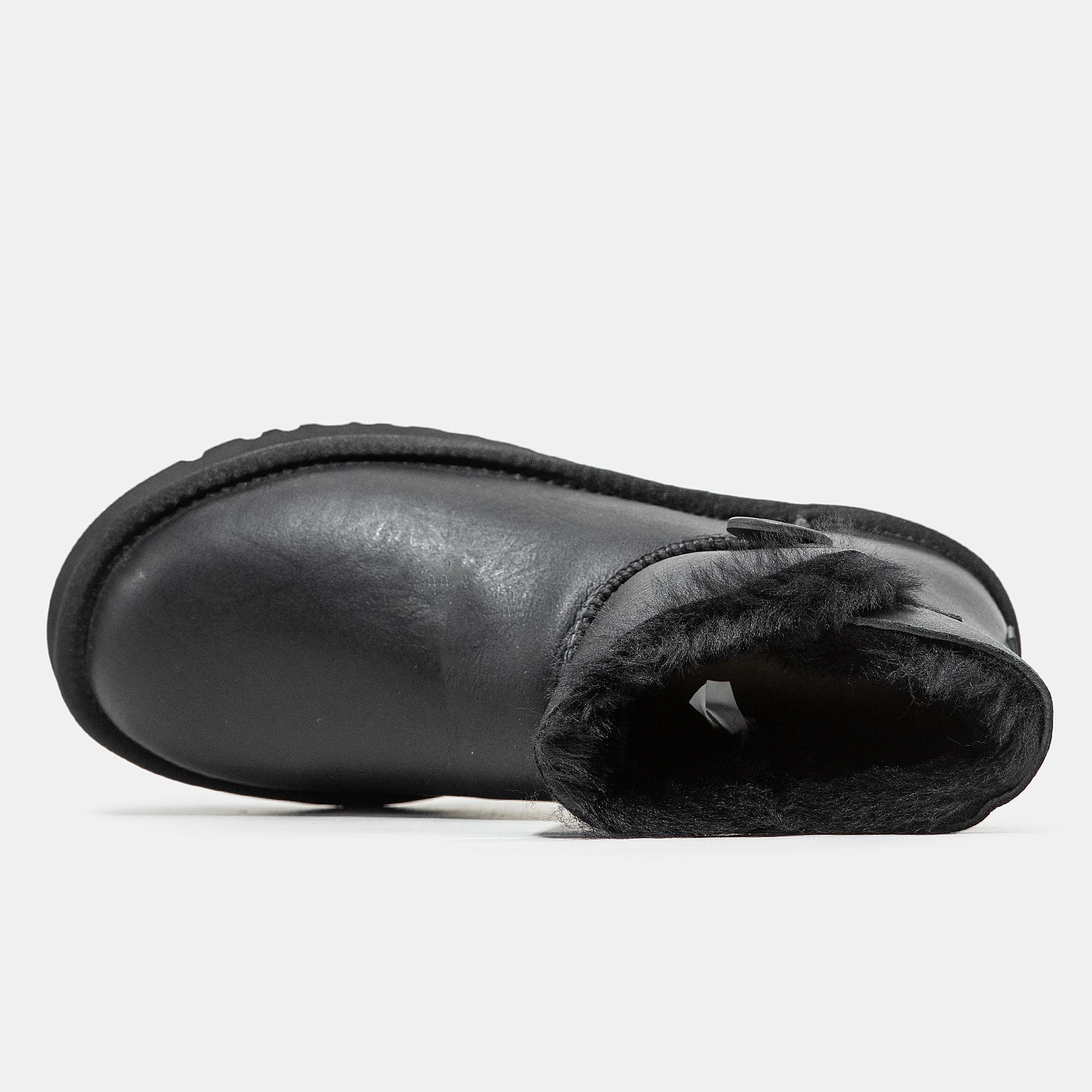 UGG Classic Mini Bailey Button Leather Black - изображение 3