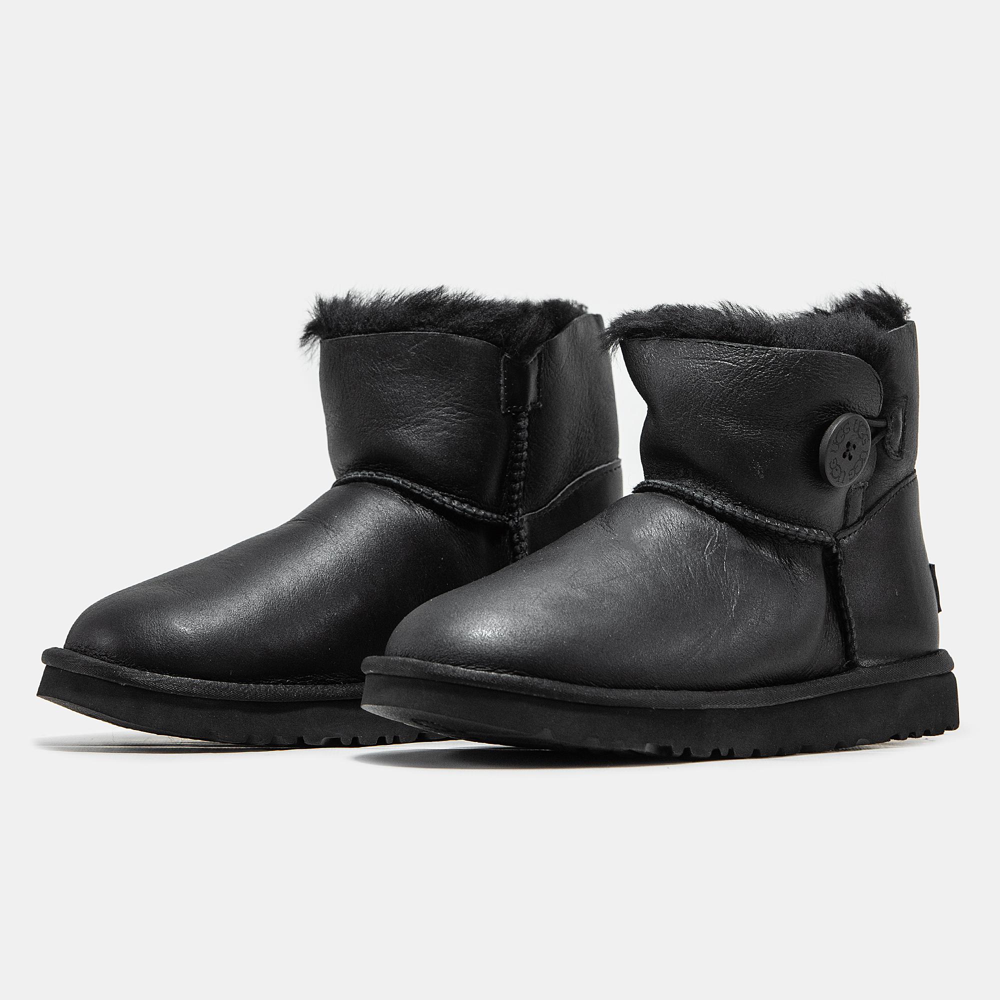 UGG Classic Mini Bailey Button Leather Black - изображение 5