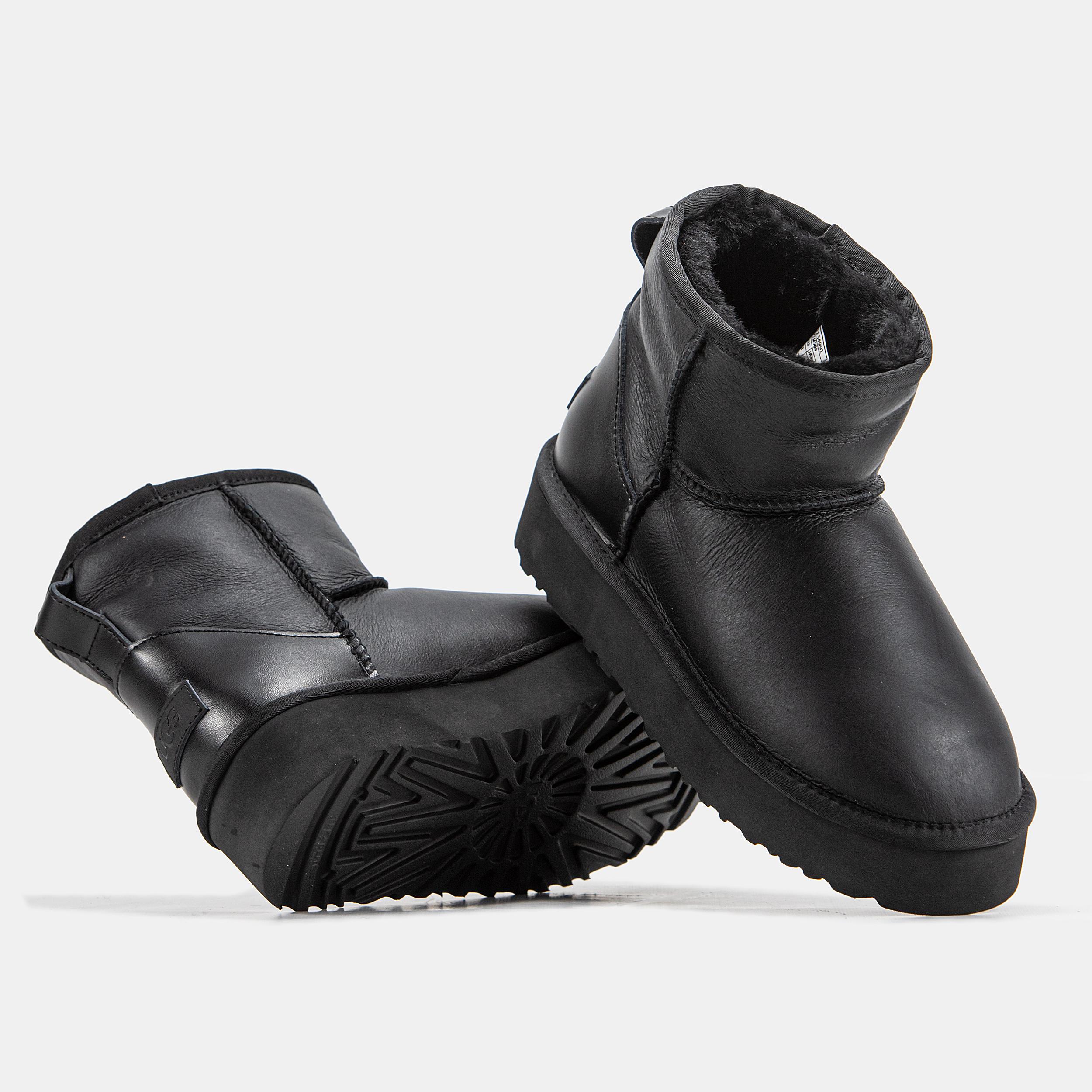 UGG Classic Mini Platform Leather Jet Black - изображение 2