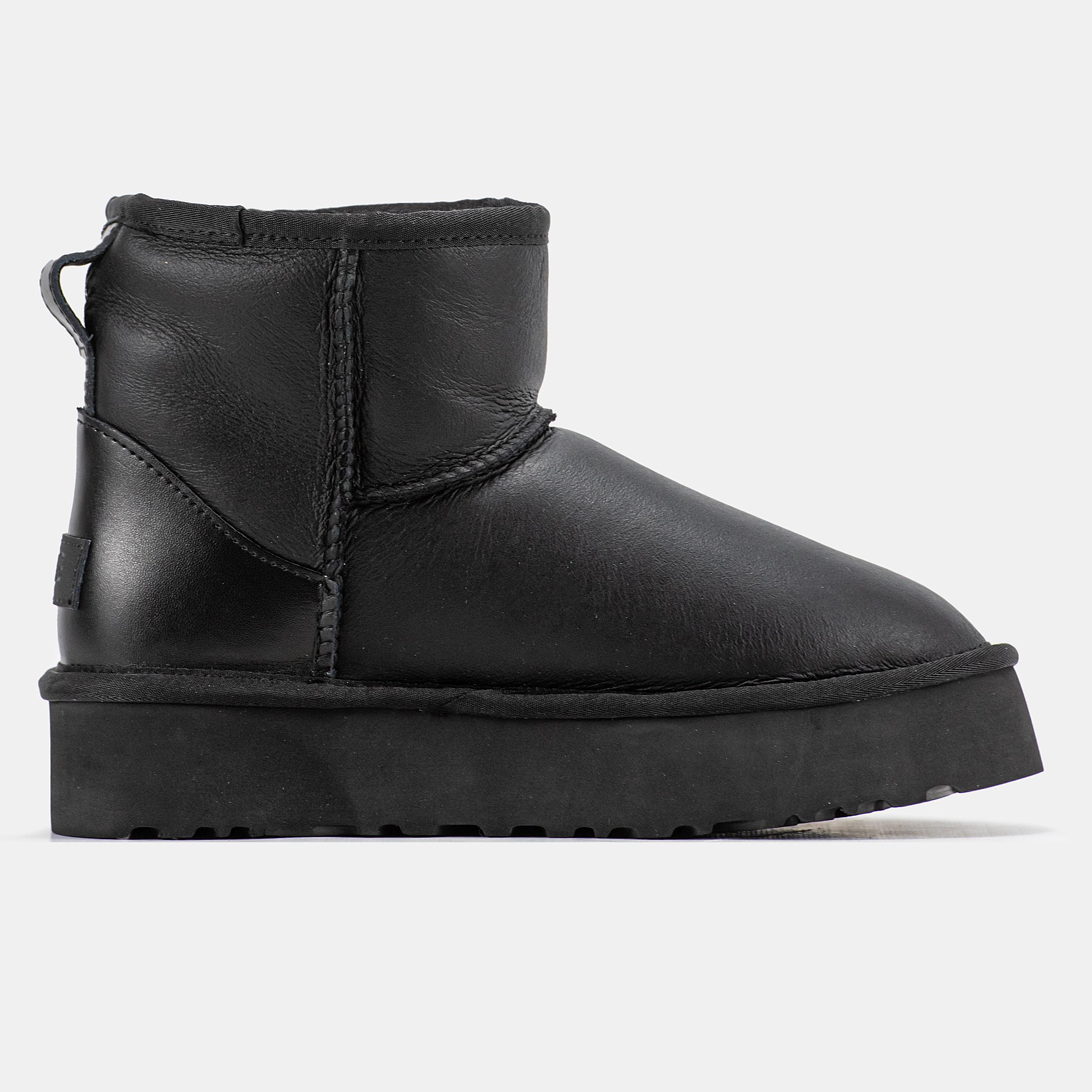 UGG Classic Mini Platform Leather Jet Black - изображение 4