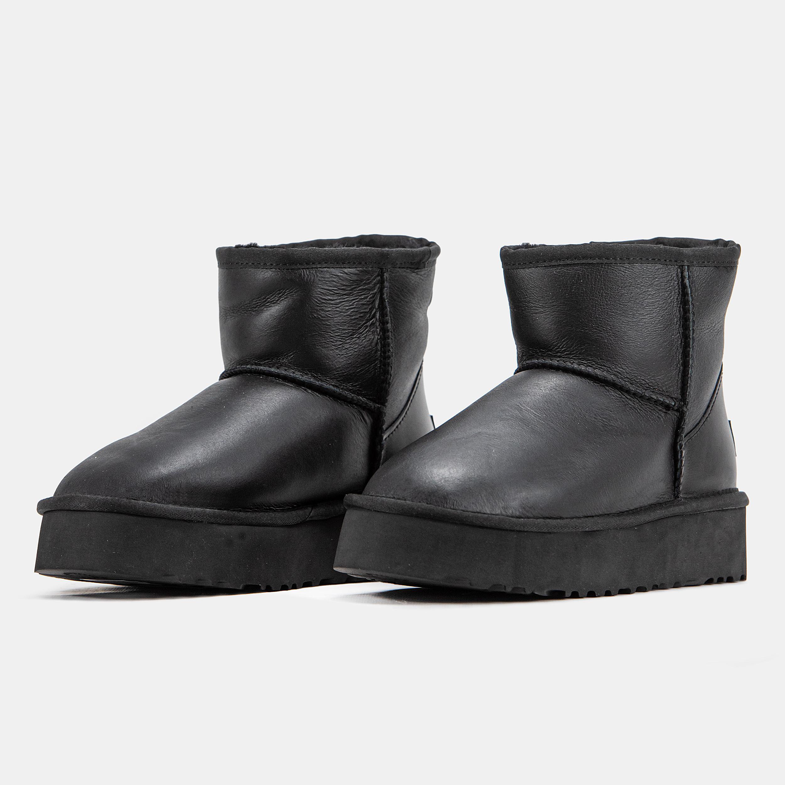 UGG Classic Mini Platform Leather Jet Black - изображение 6