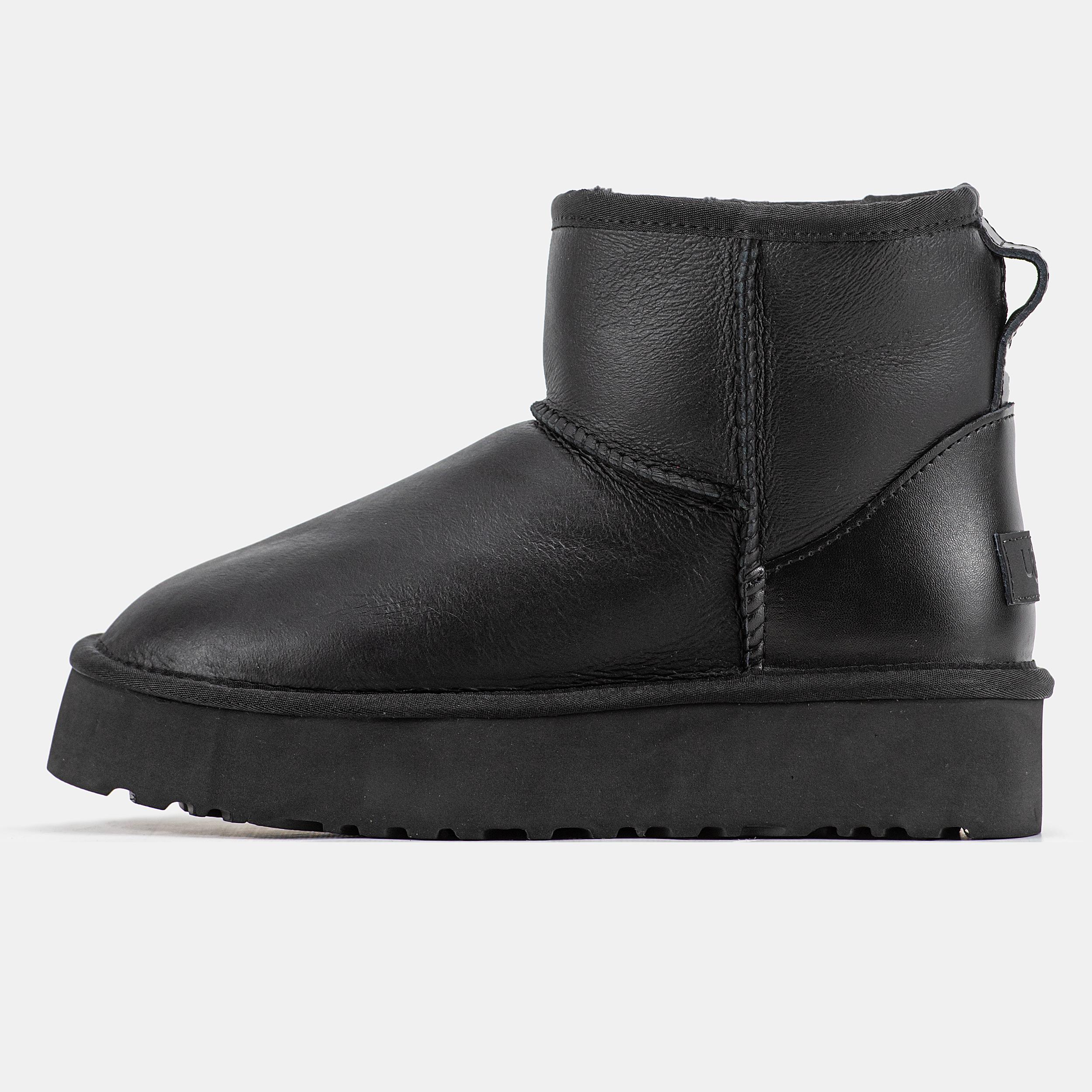 UGG Classic Mini Platform Leather Jet Black